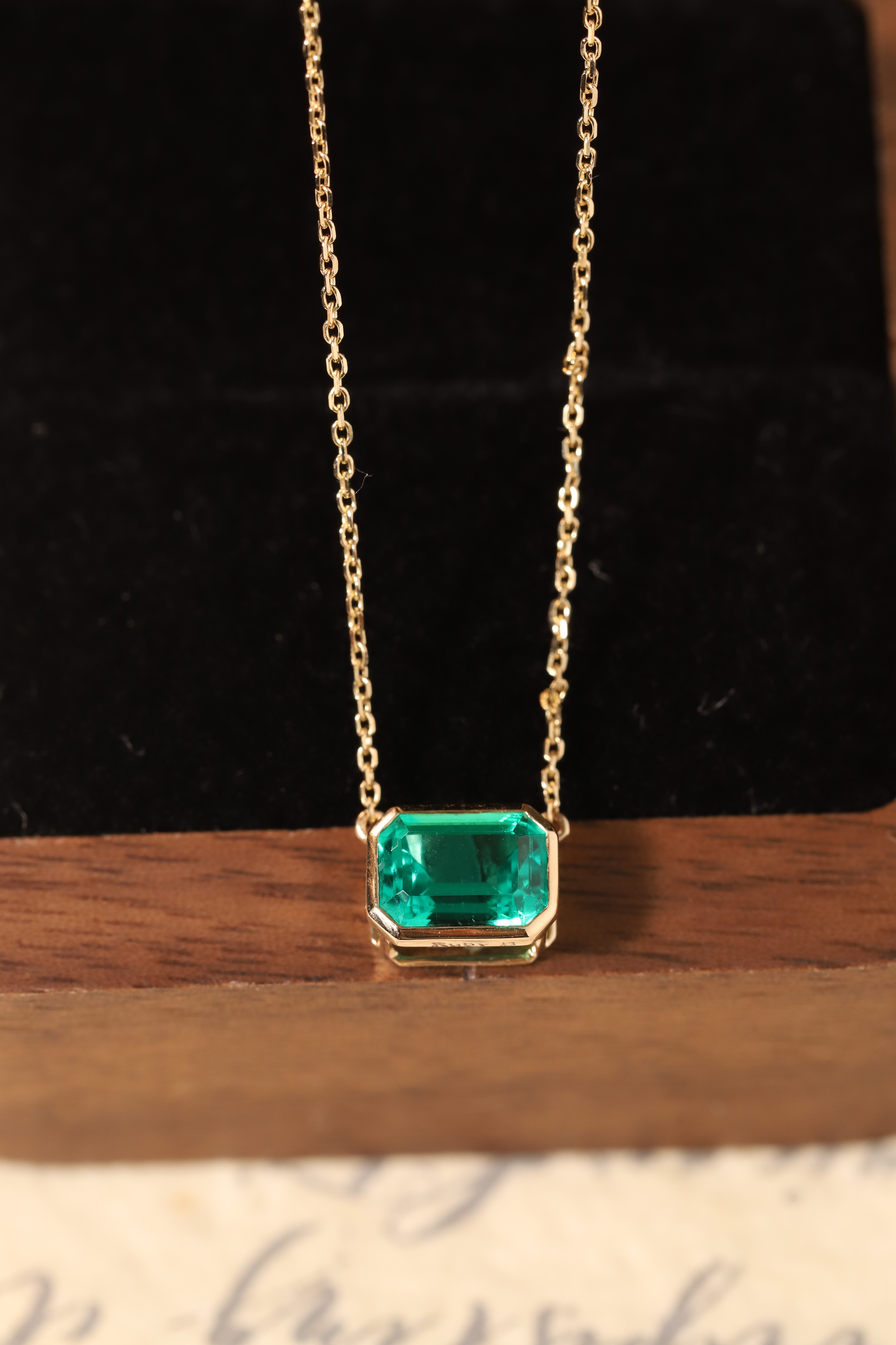 Pure Elegance · 1ct Emerald Cut Bezel Set Lab Grown Diamond Necklace | D-NE1774