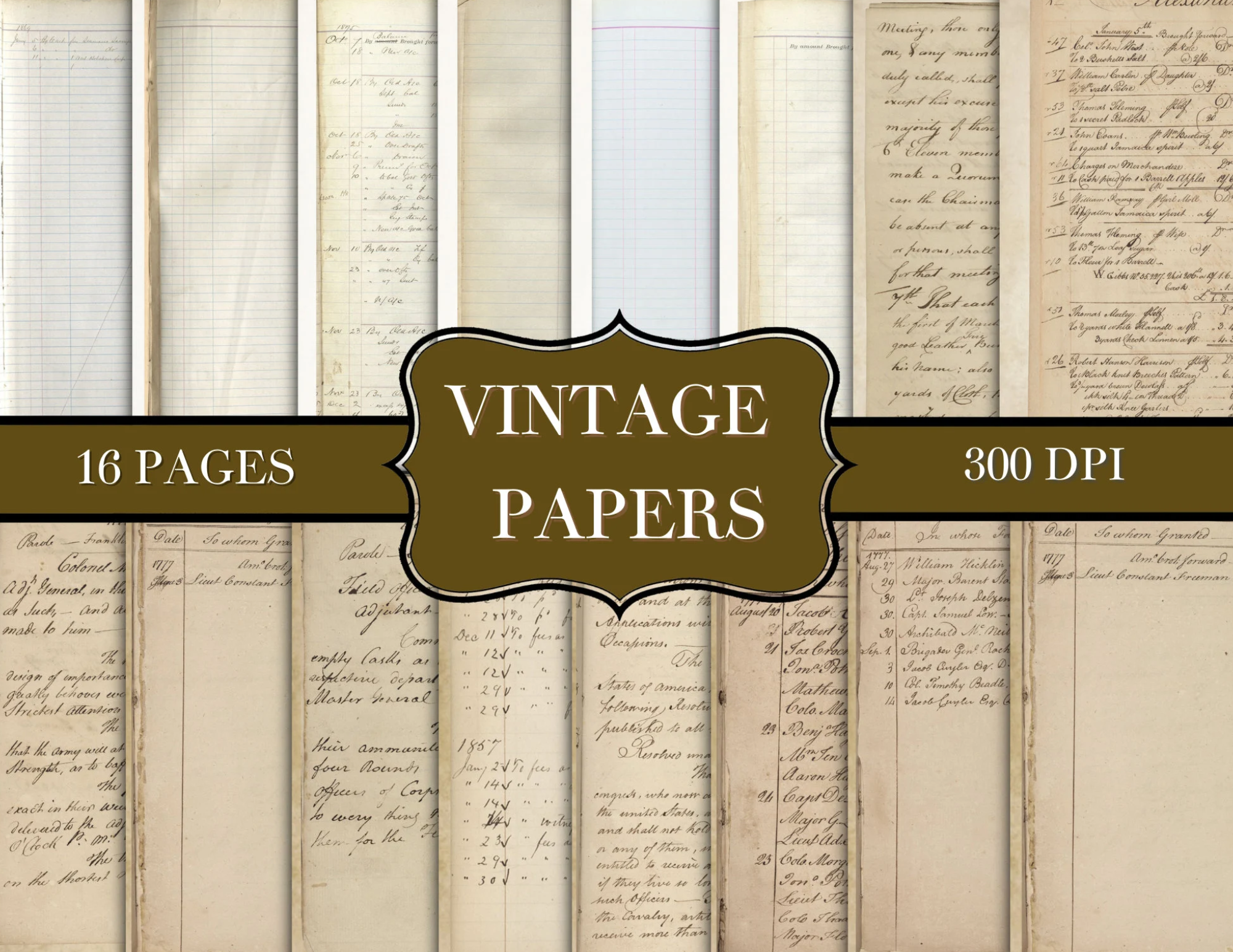 Vintage - Antique  Paper - Notebook - Invoices - Ledgers - Journals - Antique Script - Vintage Script - Letter - Digital - Junk Journal