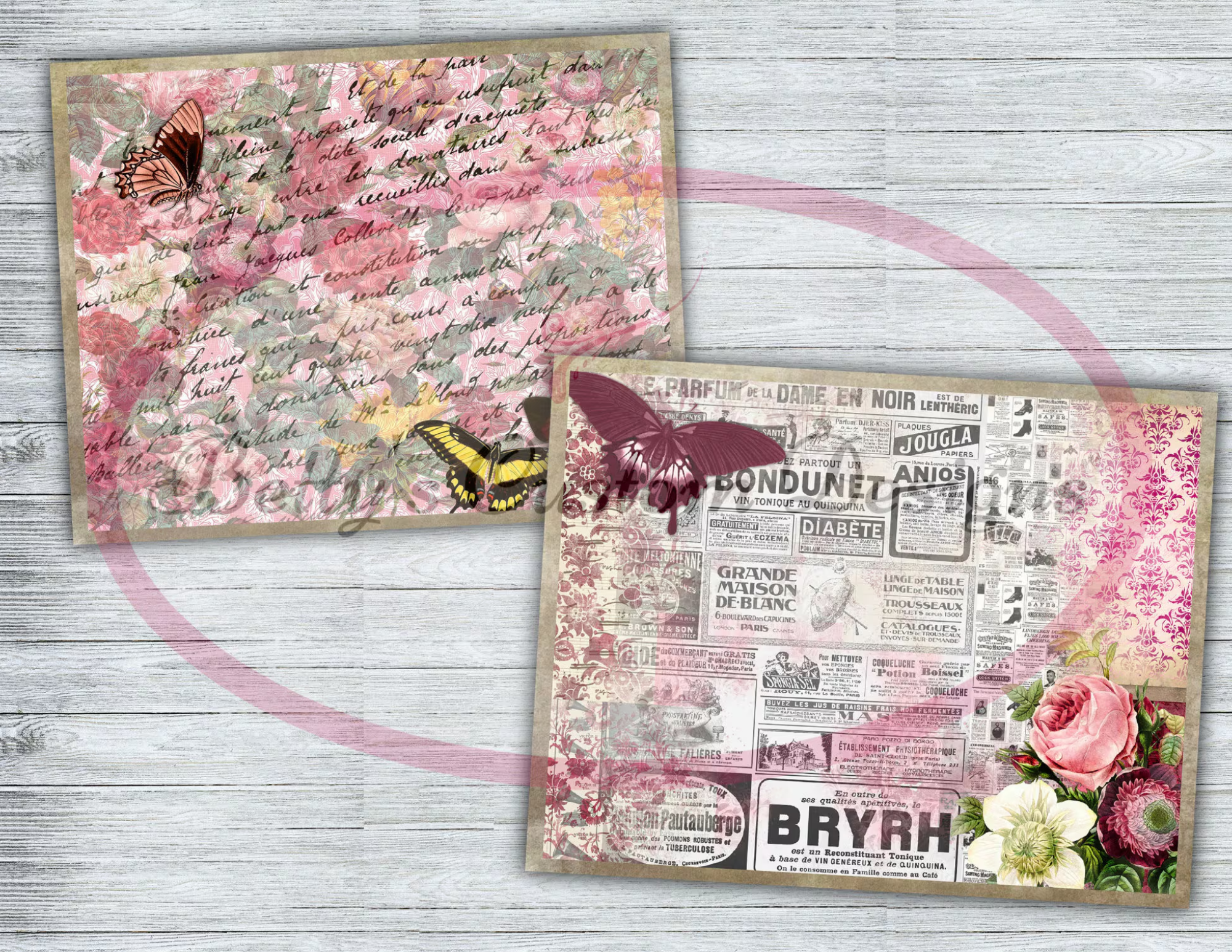 Belmont Junk Journal Kit - Digital Paper Prints - Scrapbook - Vintage Books - Ephemera - Antique Paper - Journal Pages - Spring