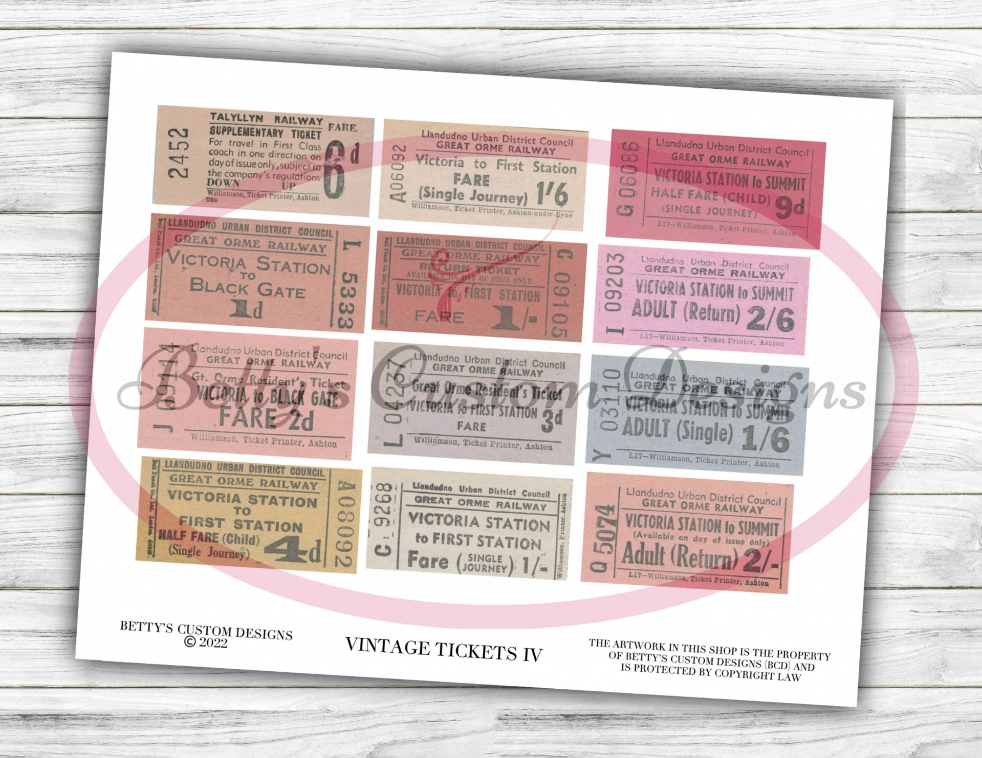 Vintage Tickets IV -  Random Font - Handwritten -  Printable - Ephemera - Junk Journal Label - Phrases - Journal Phrases - Journal Words