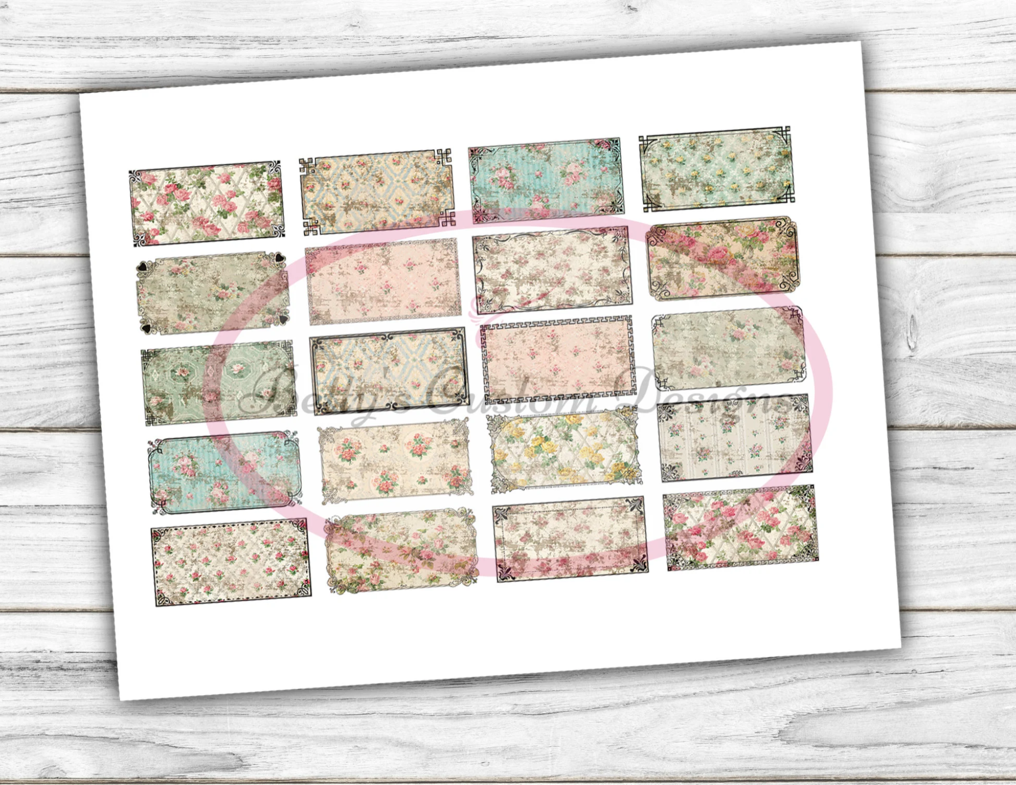 Grungy Rose ADD-ON Kit - Digital Paper Prints - Scrapbook - Vintage Books - Ephemera - Antique Paper - Journal Pages