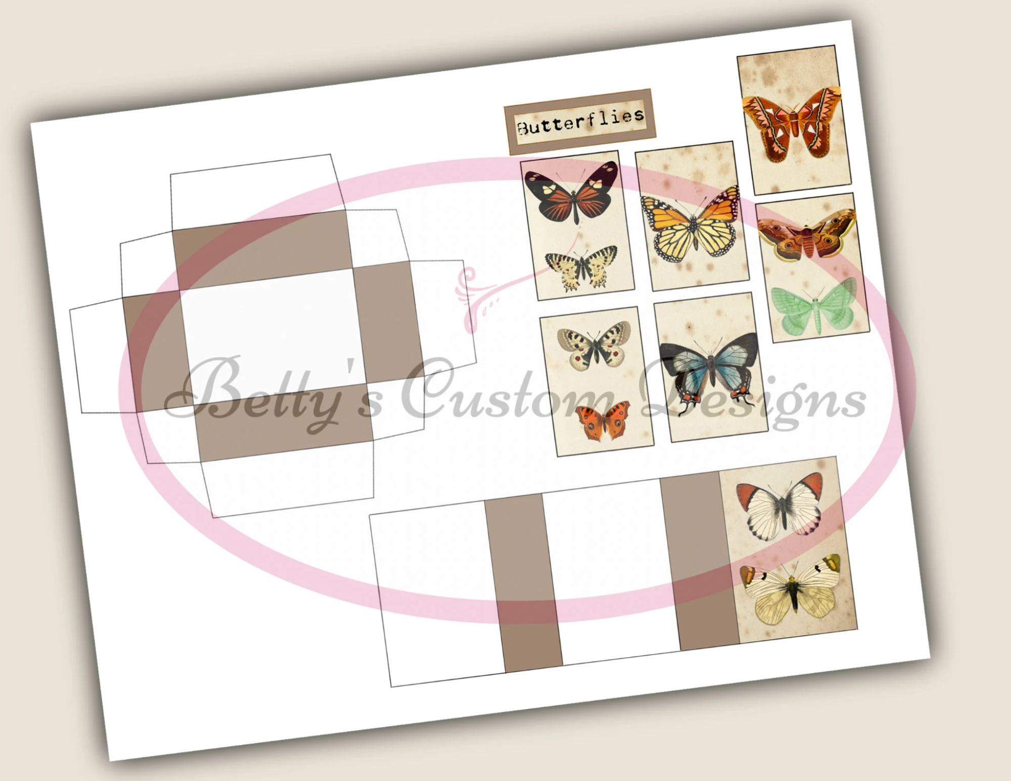 Butterflies Matchbox Mini - Junk Journal - Ephemera - Embellishment - Scrapbook - Stocking Stuffer - Christmas Gift