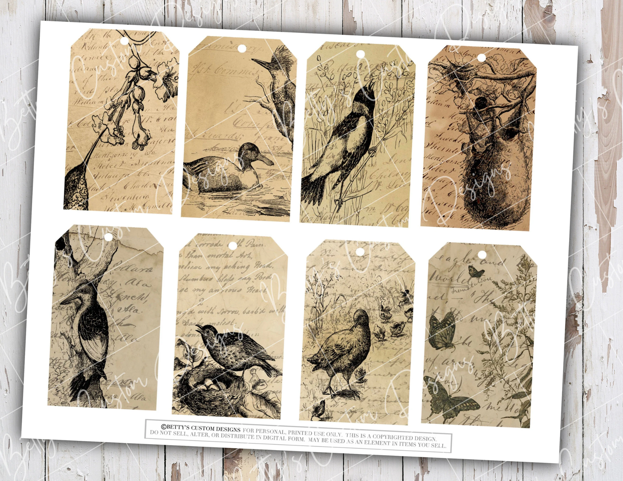 Woodland Vintage Style Tags - Junk Journal - Ephemera Pack - Junk Journal - Embellishment - Scrapbook - Digital Download - Printable