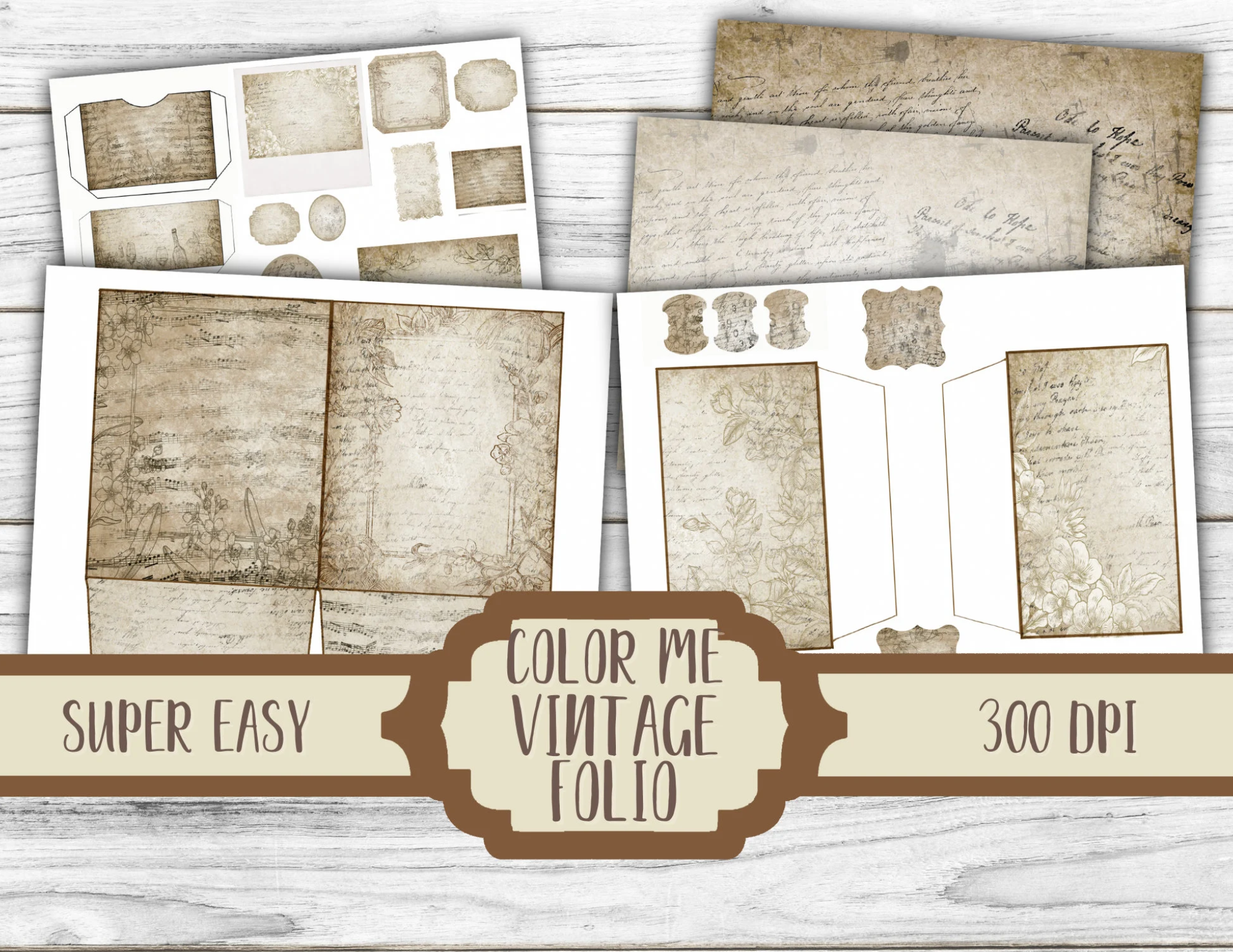 Color Me Vintage Mini Folio - Memories - Digital - Printable - Journal Cards - Digital - Vintage - Birds - Collage - Embellishment