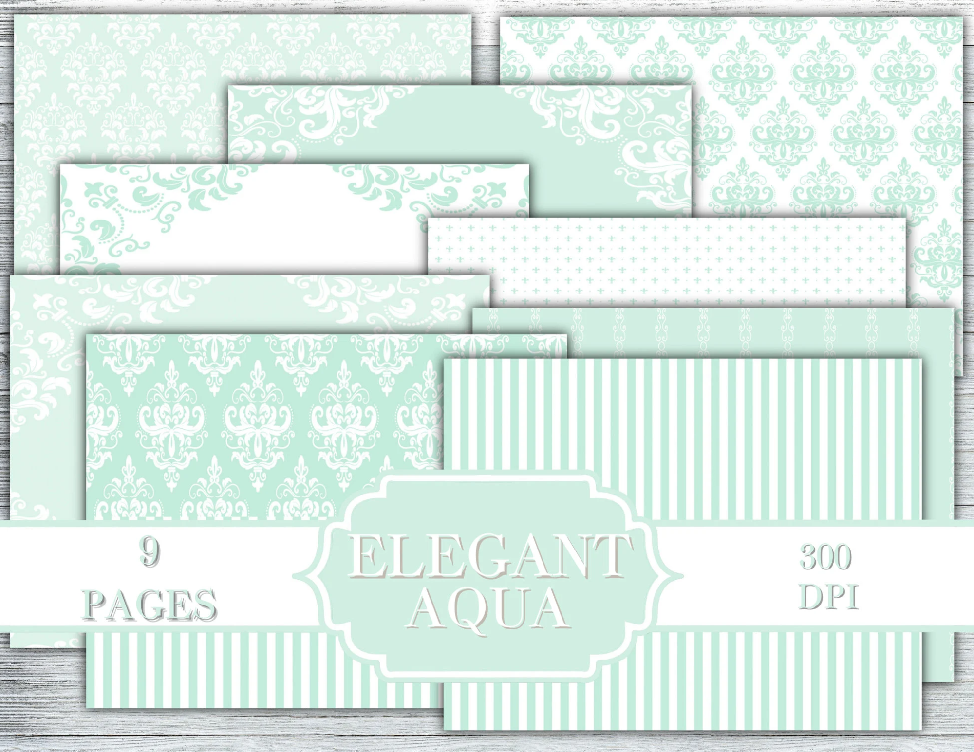Elegant Aqua - Junk Journal Kit - Digital Paper Prints - Scrapbook - Vintage Books - Ephemera - Antique Paper - Journal Pages
