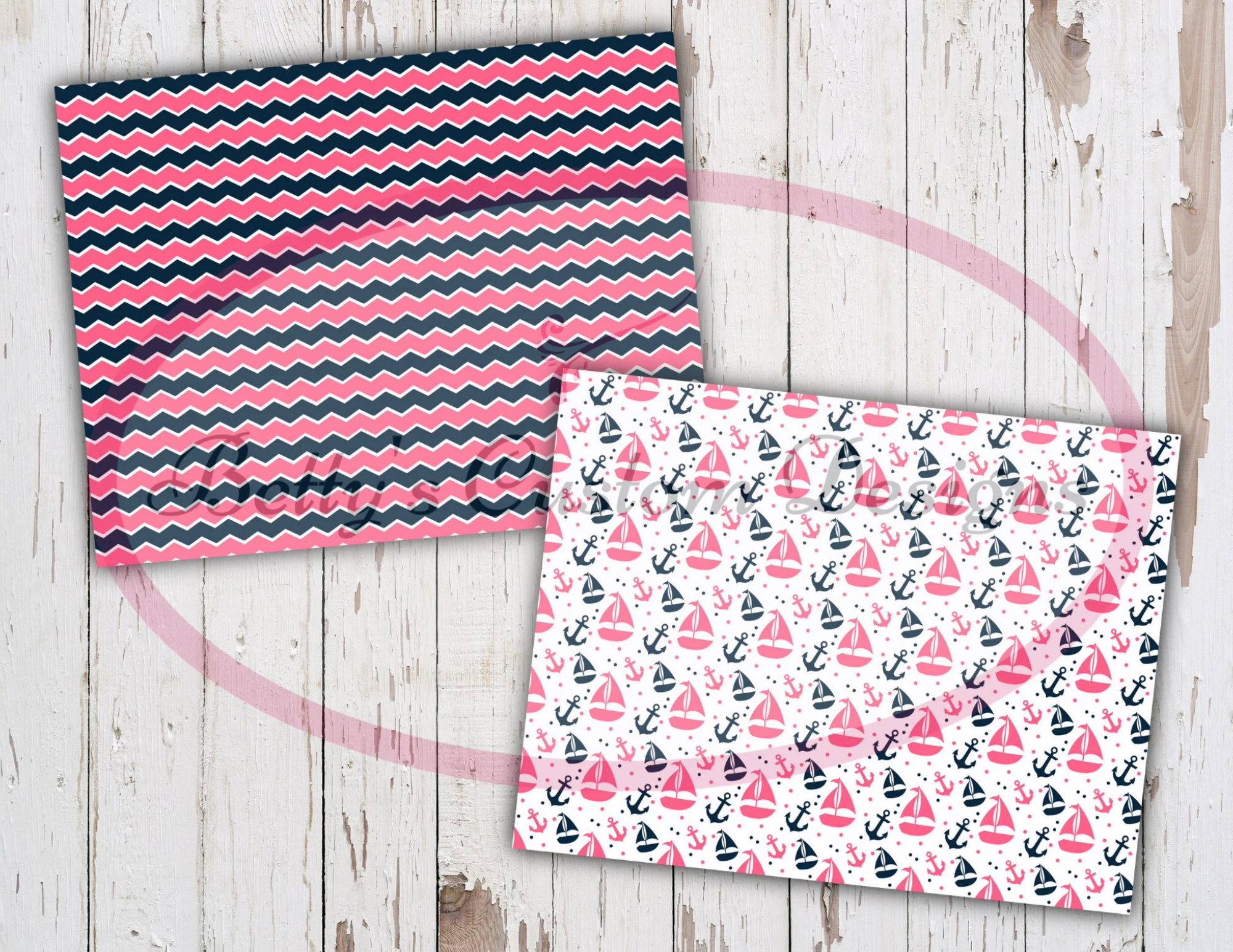 Pink  & Blue Nautical Junk Journal Kit - Digital Paper Prints - Scrapbook - Vintage Books - Ephemera - Paper - Journal Pages