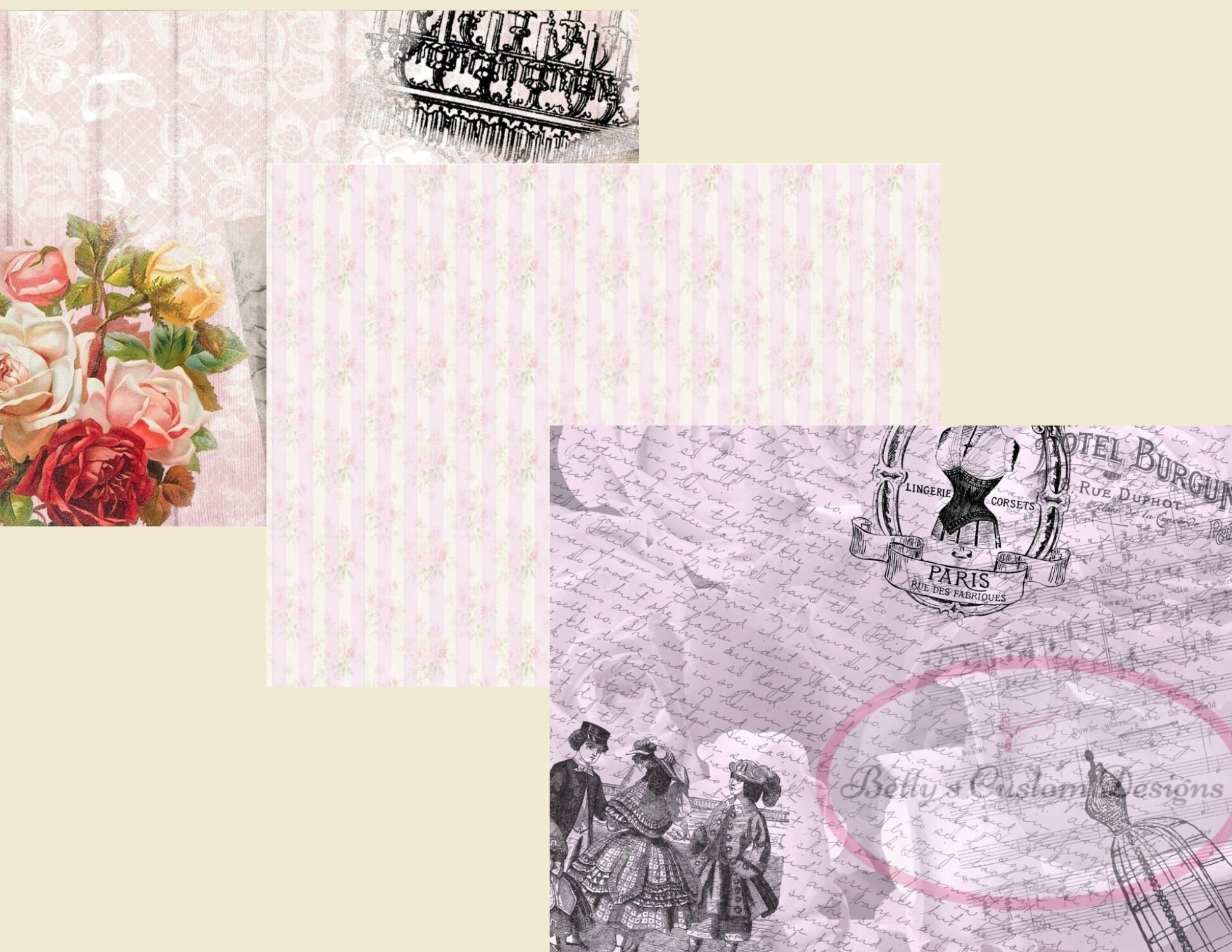 Pink Parisian Junk Journal Kit - Digital Paper Prints - Scrapbook - Vintage Books - Ephemera - Antique Paper - Journal Pages - Spring