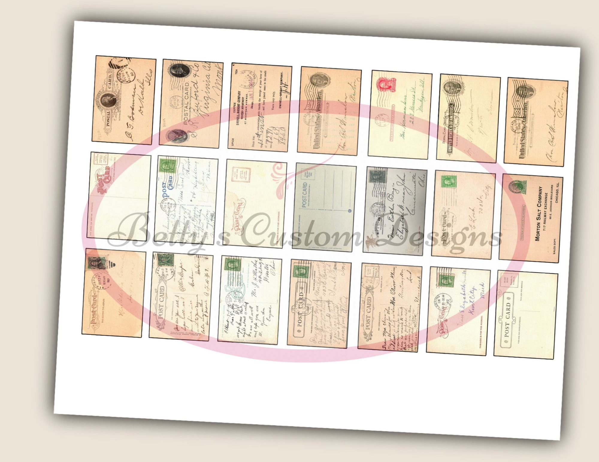 Post Cards Matchbox Mini - Junk Journal - Ephemera - Embellishment - scrapbook - printable - miniature