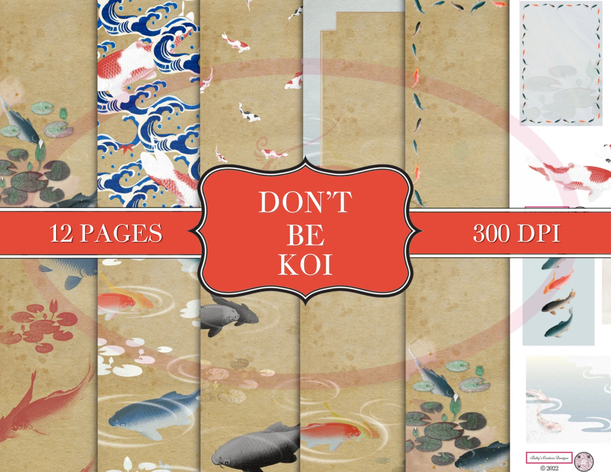 Don’t Be Koi Junk Journal Kit - Digital Paper Prints - Scrapbook - Vintage Books - Ephemera - Antique Paper - Journal Pages - Spring