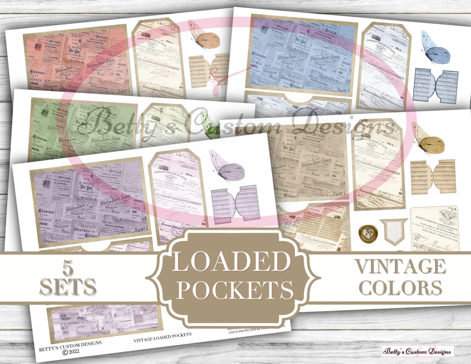 Vintage Loaded Pockets - Printable Tags - Junk Journaling Digitals - Junk Journaling Tags - Ephemera - Vintage Tag - Vintage Tags