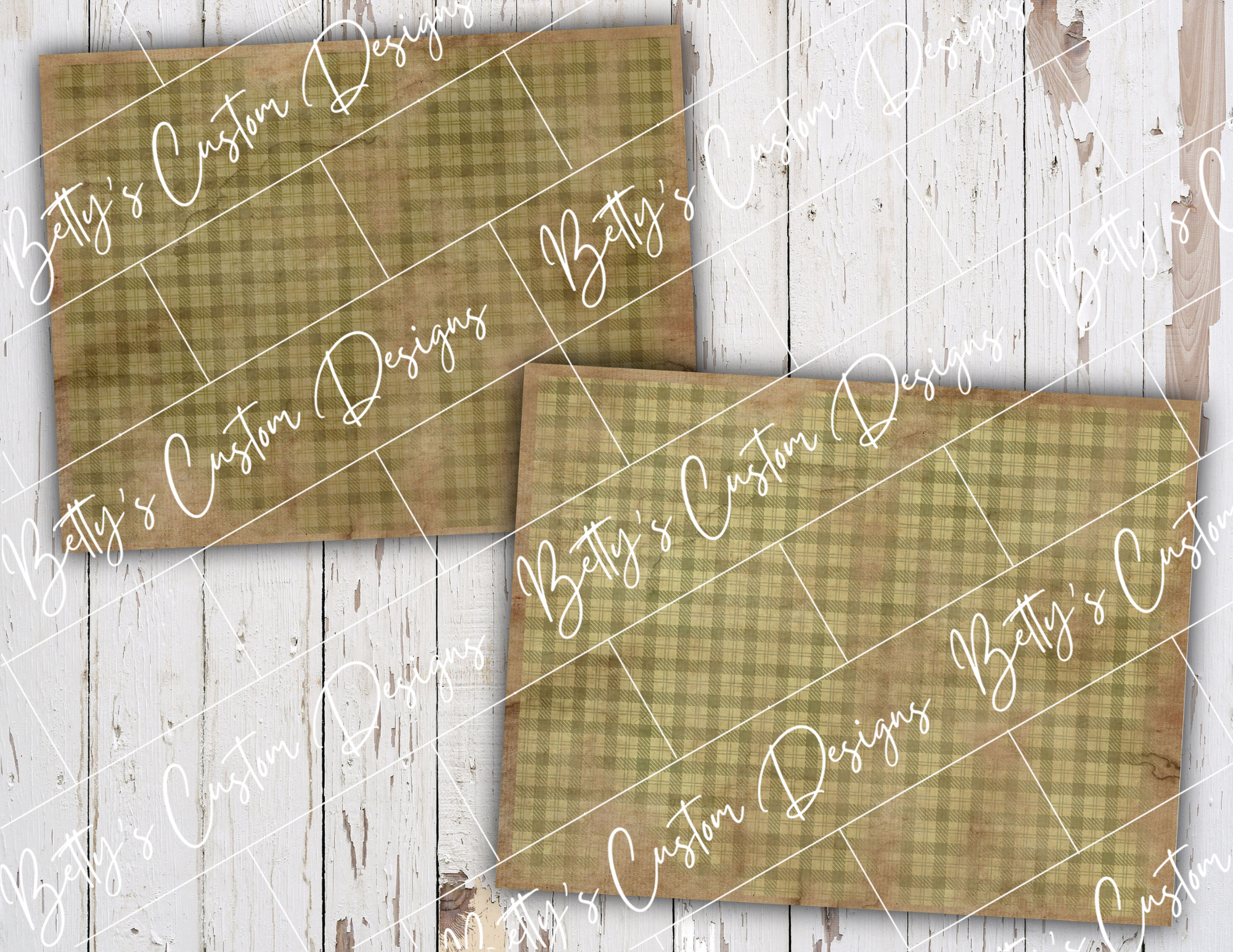 Grungy Green Plaids - Junk Journal Kit - Digital Paper Prints - Scrapbook - Vintage Books - Ephemera - Antique Paper - Journal Pages