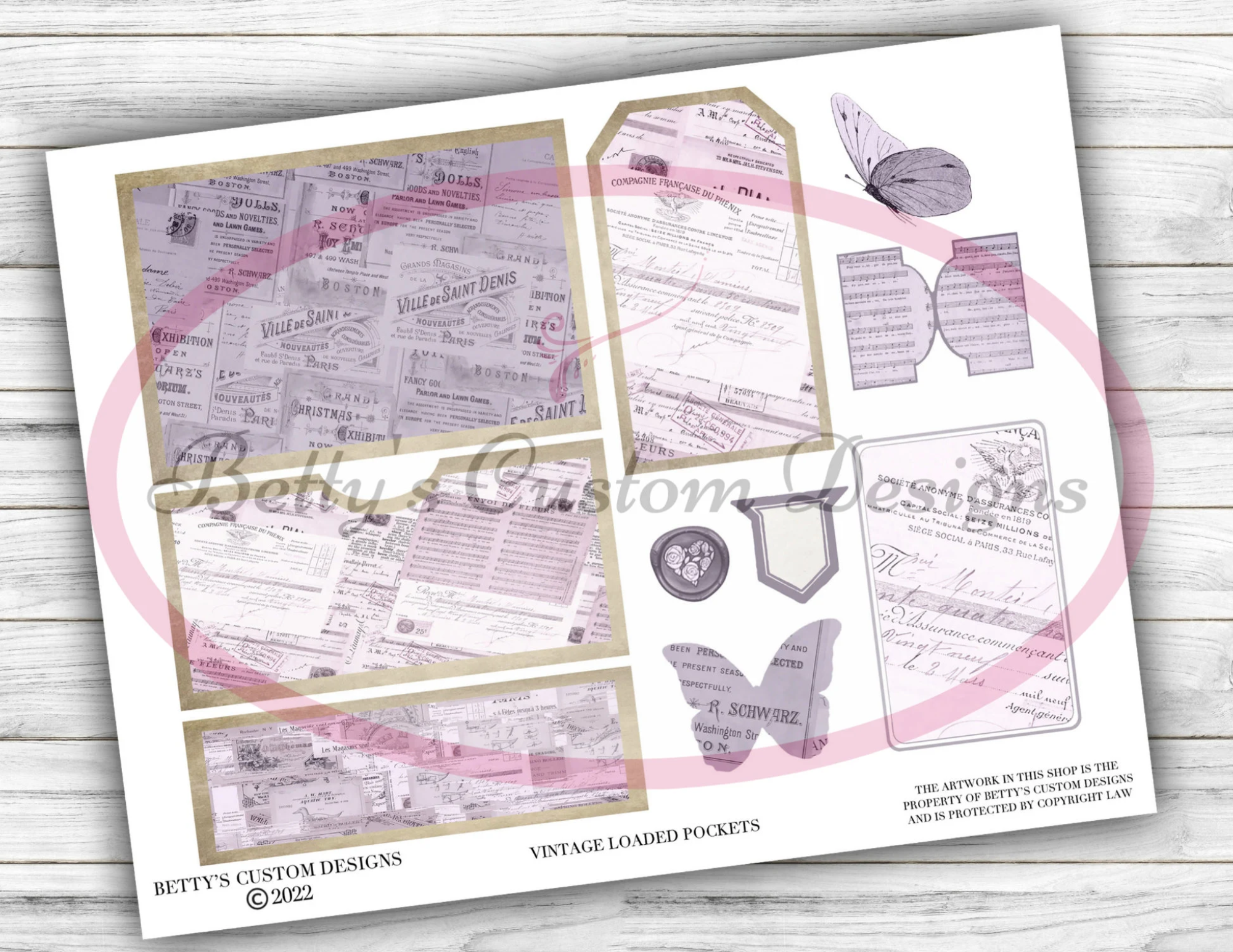 Vintage Loaded Pockets - Printable Tags - Junk Journaling Digitals - Junk Journaling Tags - Ephemera - Vintage Tag - Vintage Tags