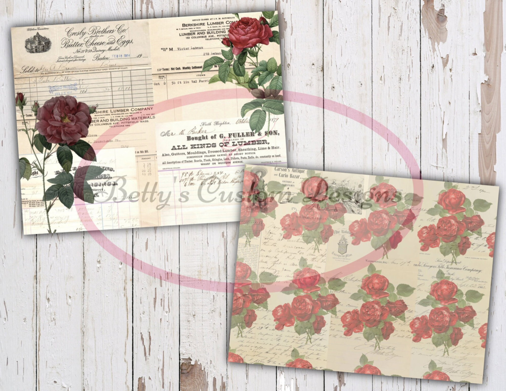 Crimson Glory Junk Journal Kit - Digital Paper Prints - Scrapbook - Vintage Books - Ephemera - Antique Paper - Journal Pages - Spring