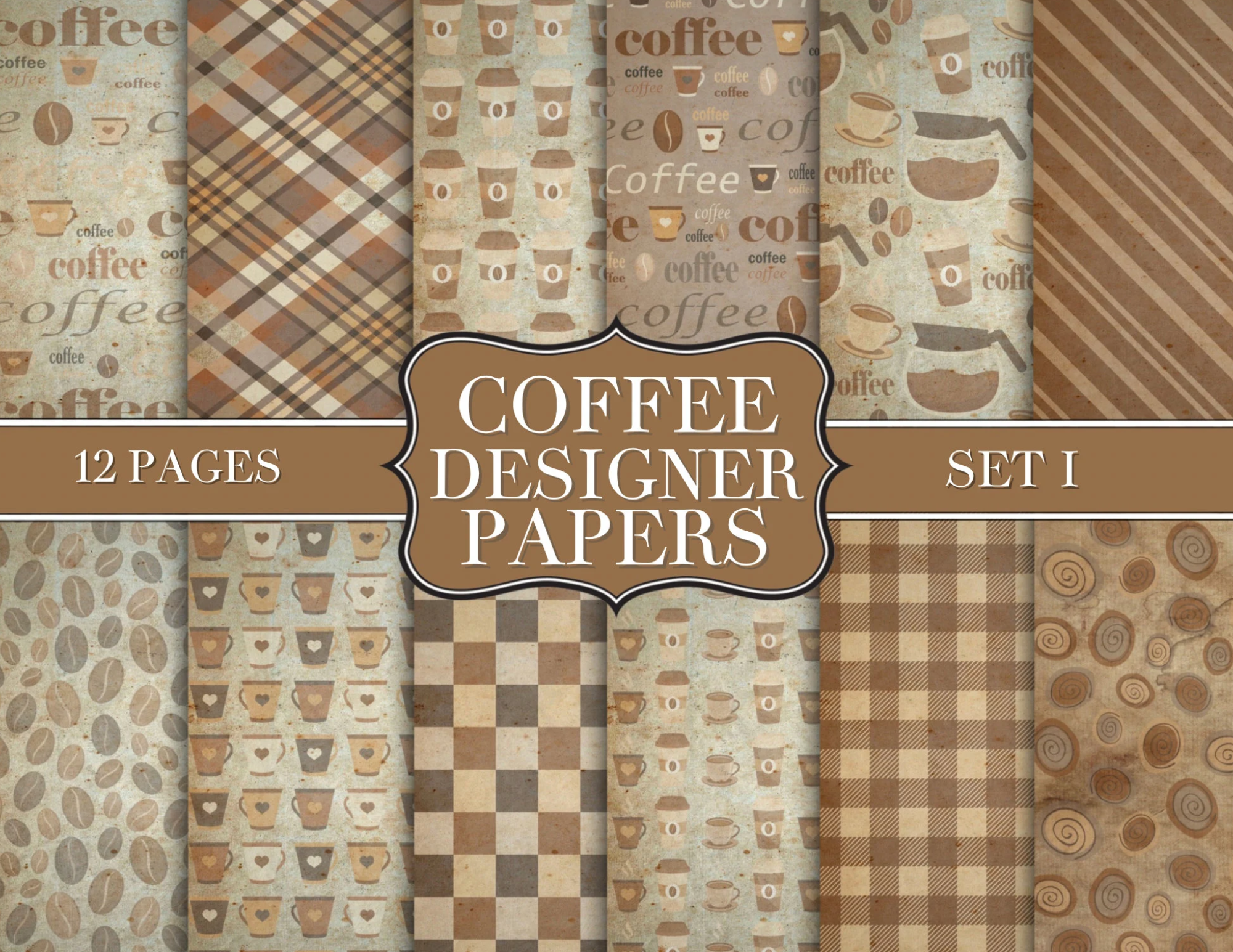 Coffee Designer Paper - Junk Journal Kit - Digital Paper Prints - Scrapbook - Vintage Books - Ephemera Pack - Antique Paper - Journal Pages