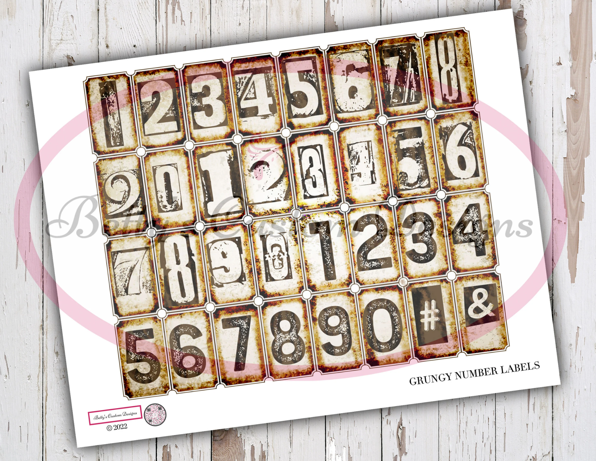 Grungy Number Labels - Super Grungy - Industrial - Steampunk - Digital - Typewriter Font - Printable Ephemera - Junk Journal Tim Holtz Style