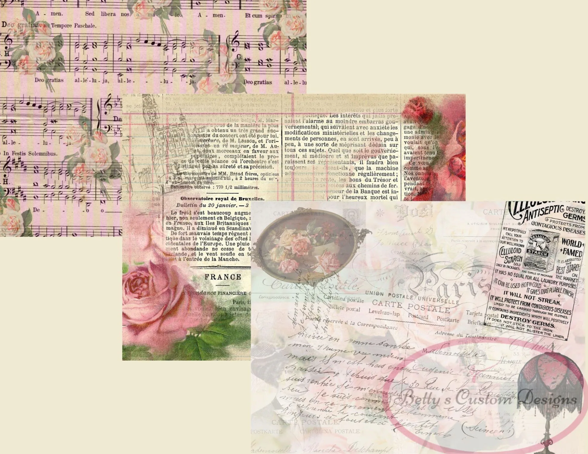 Pink Parisian Junk Journal Kit - Digital Paper Prints - Scrapbook - Vintage Books - Ephemera - Antique Paper - Journal Pages - Spring