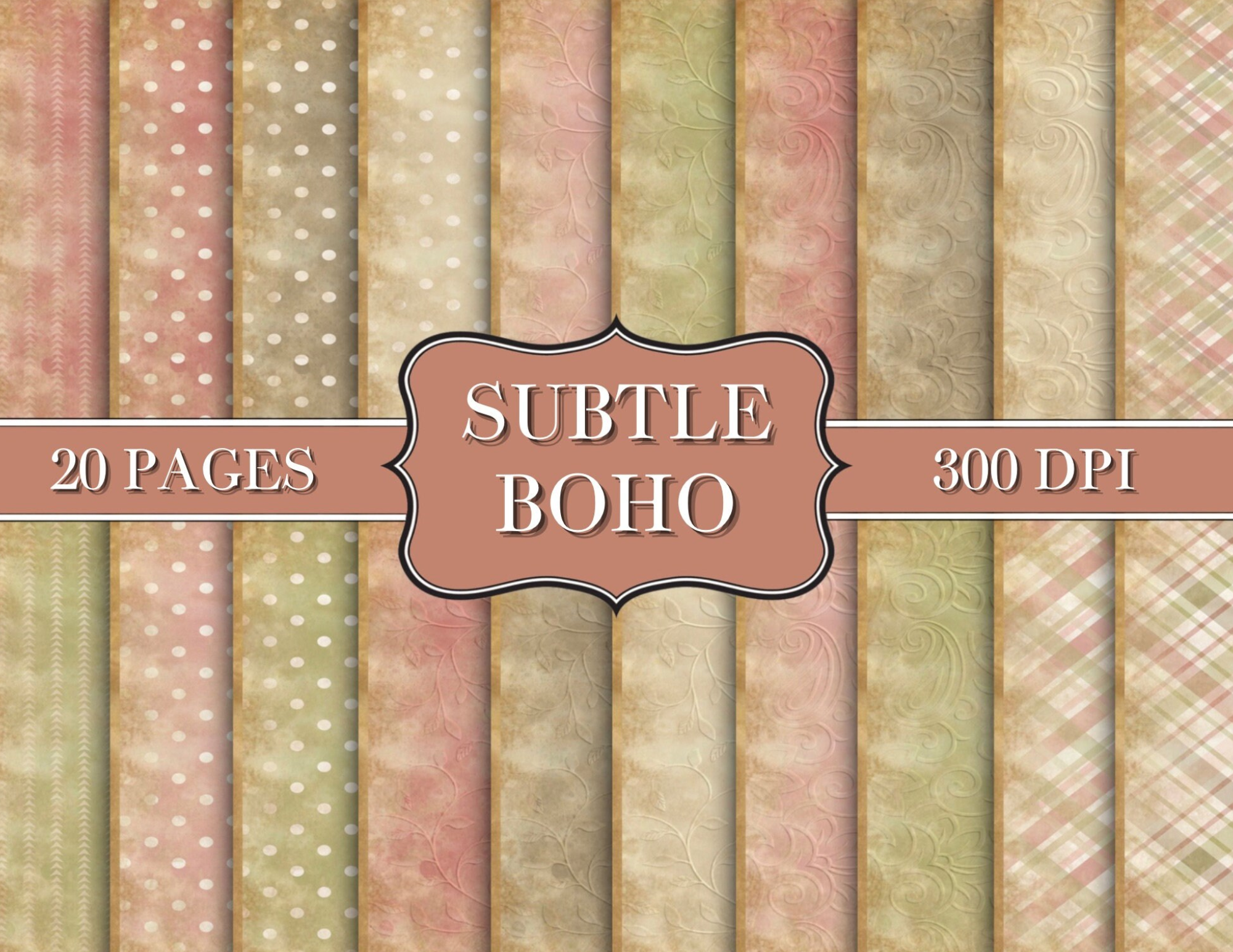 Subtle Boho Background Pages - Digital Download - Printable - Junk Journal Ephemera - Embellishment - Vintage Paper - Grunge - Paper