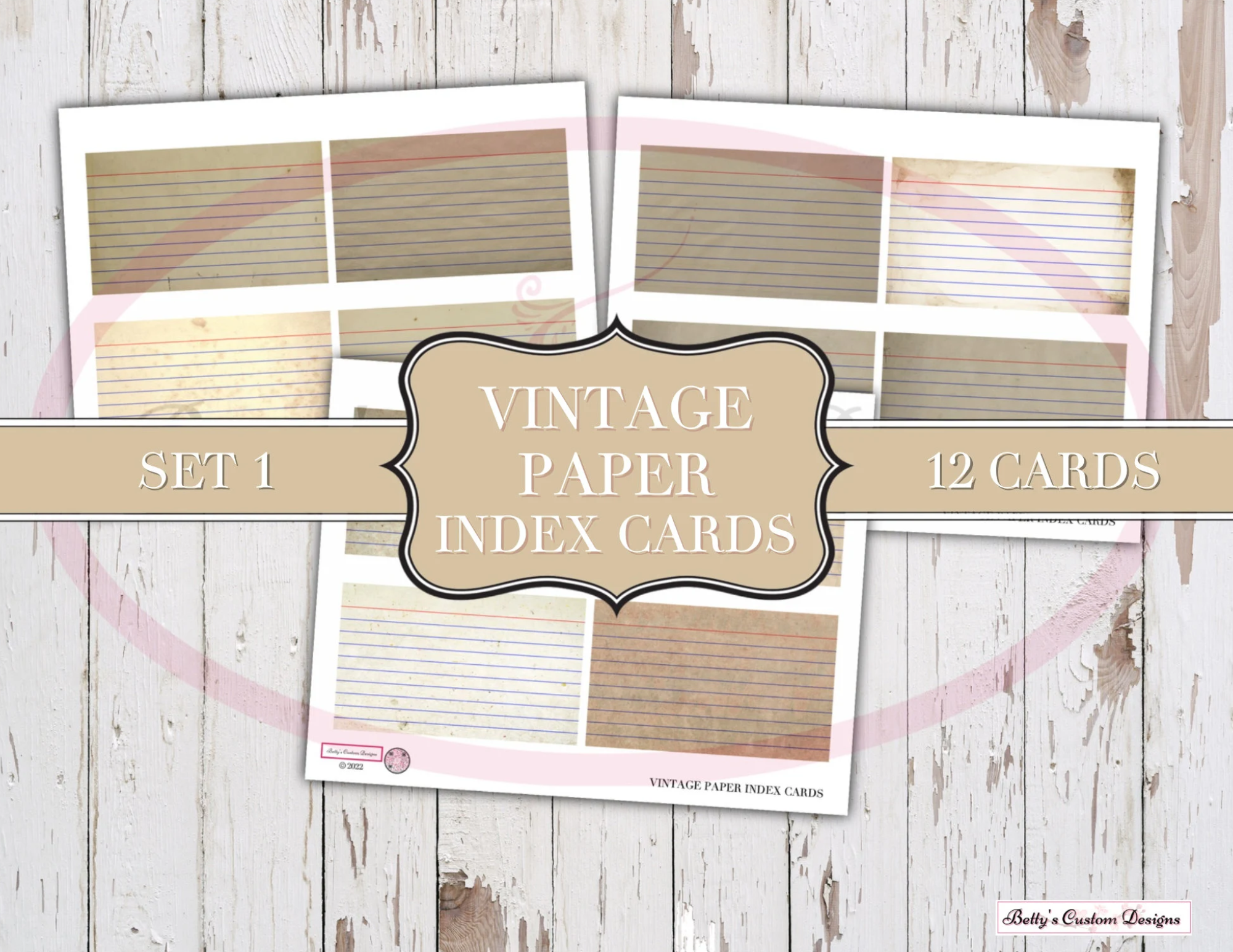 Vintage Paper Index Cards - Set 1 - Botanical - Ephemera - Junk Journal - Digital download - Postcard - ATC - Botanical Cards