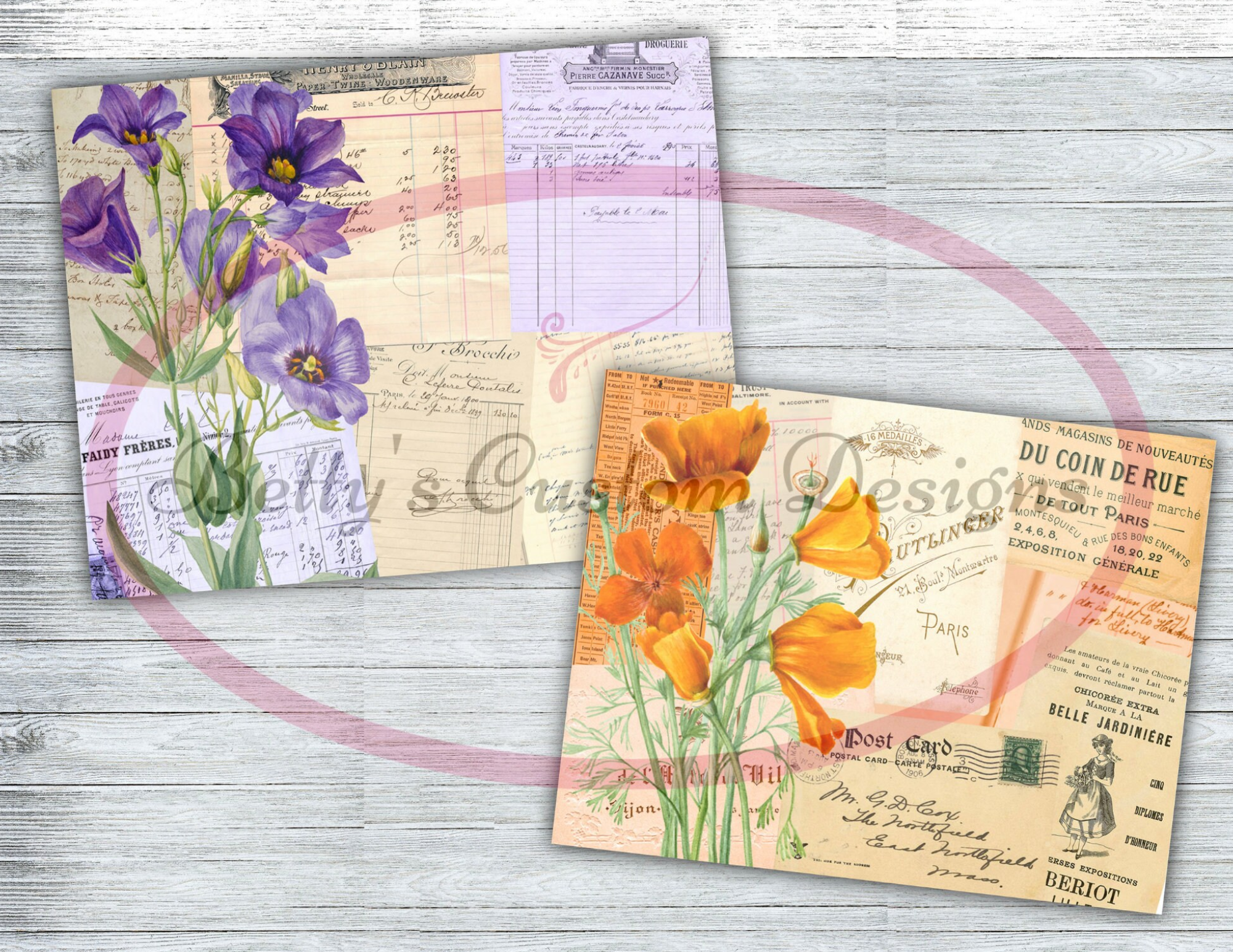 Wildflower Junk Journal Kit - Digital Paper Prints - Scrapbook - Vintage Books - Ephemera - Antique Paper - Journal Pages - Spring