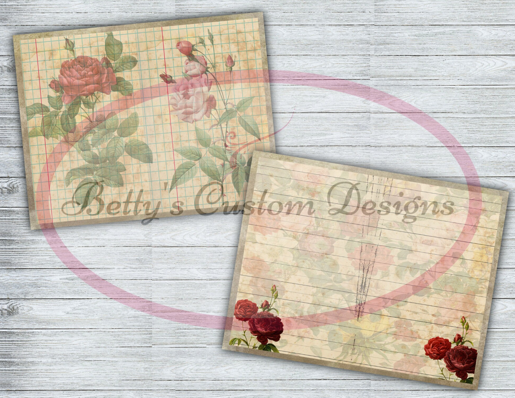 Belmont Junk Journal Kit - Digital Paper Prints - Scrapbook - Vintage Books - Ephemera - Antique Paper - Journal Pages - Spring