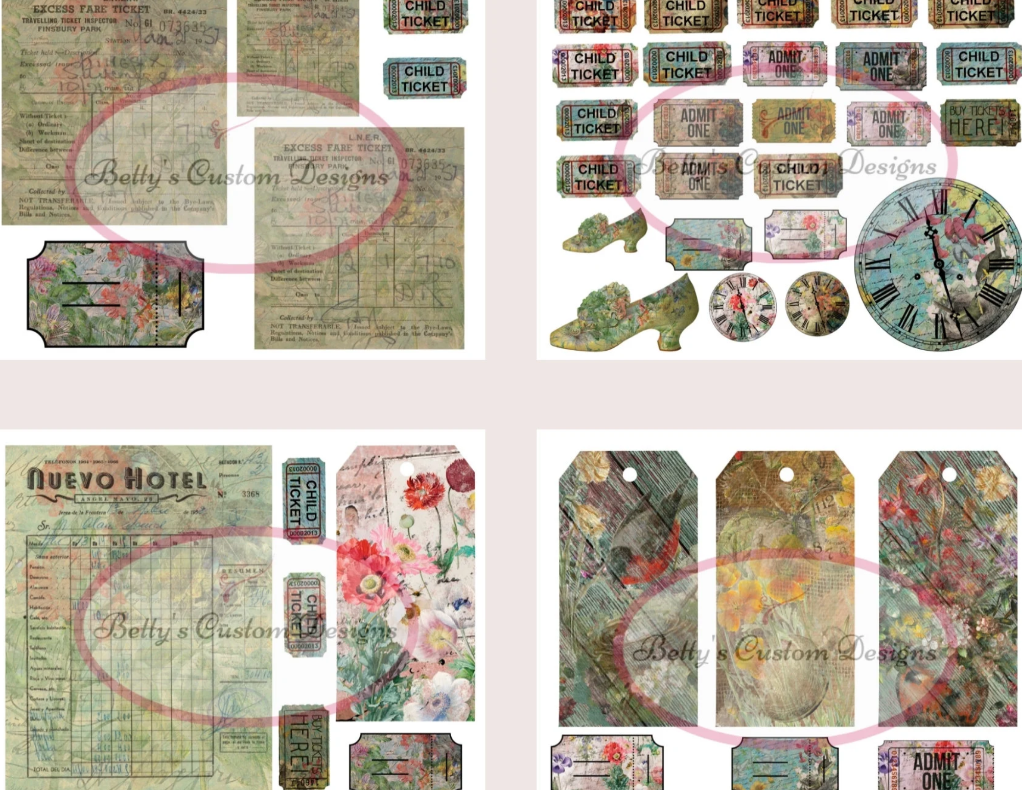 Botanical Treasures Junk Journal HUGE ADD-ON Kit - Digital Paper Prints - Scrapbook - Vintage Books - Ephemera  Antique Paper  Journal Pages