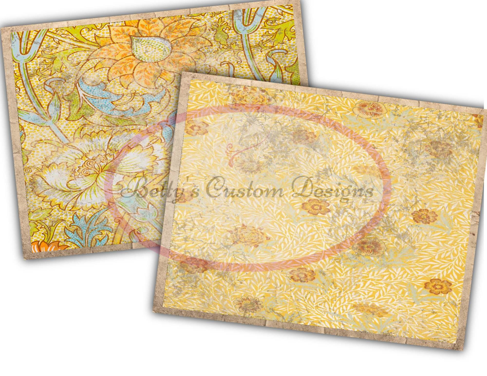 Vintage Yellow Deco Junk Journal Kit - Digital Paper Prints - Scrapbook - Vintage Books - Ephemera - Antique Paper - Journal Pages - Spring