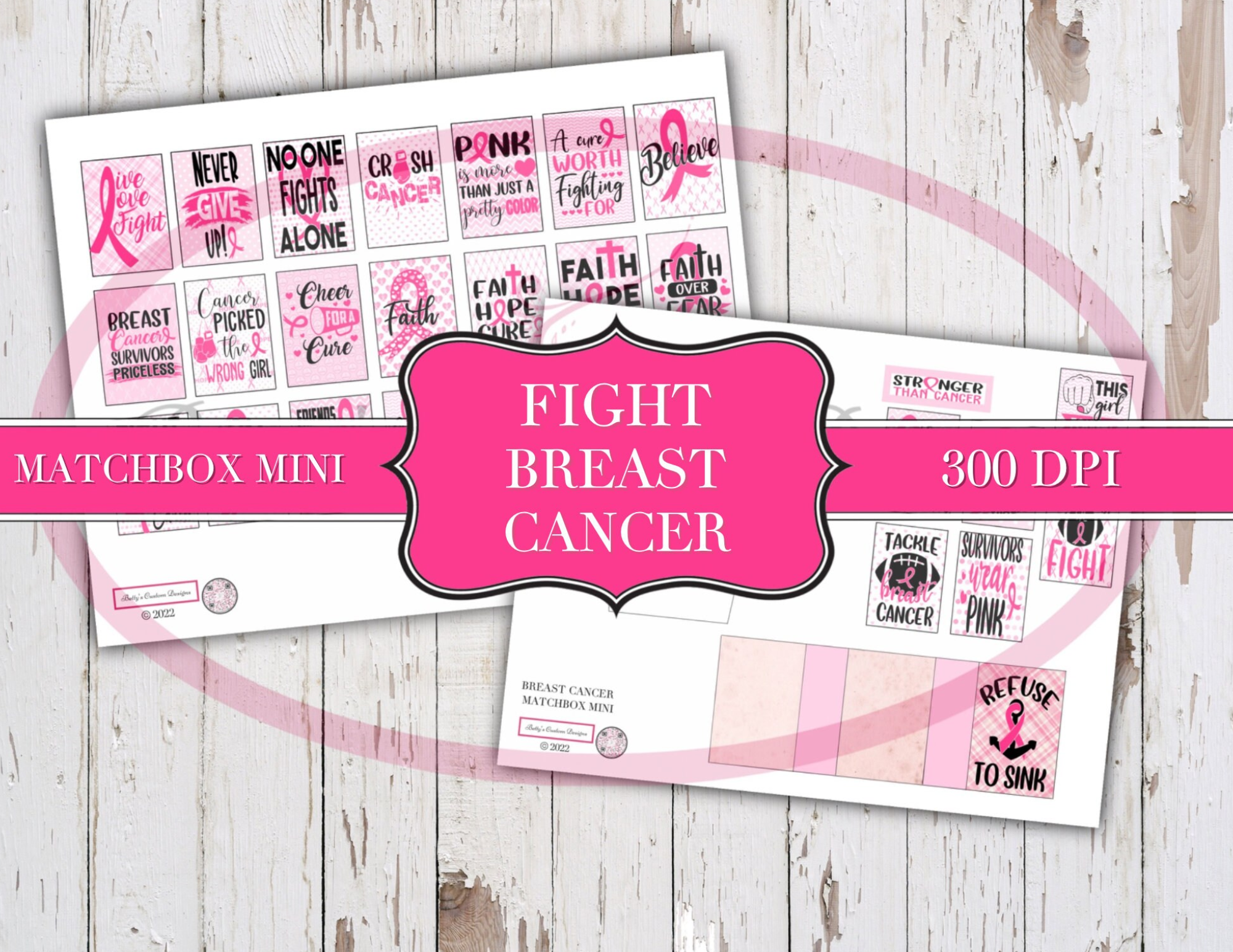 Fight Breast Cancer Matchbox Mini - Junk Journal - Ephemera - Embellishment - Scrapbook - Stocking Stuffer - Christmas Gift - Steampunk