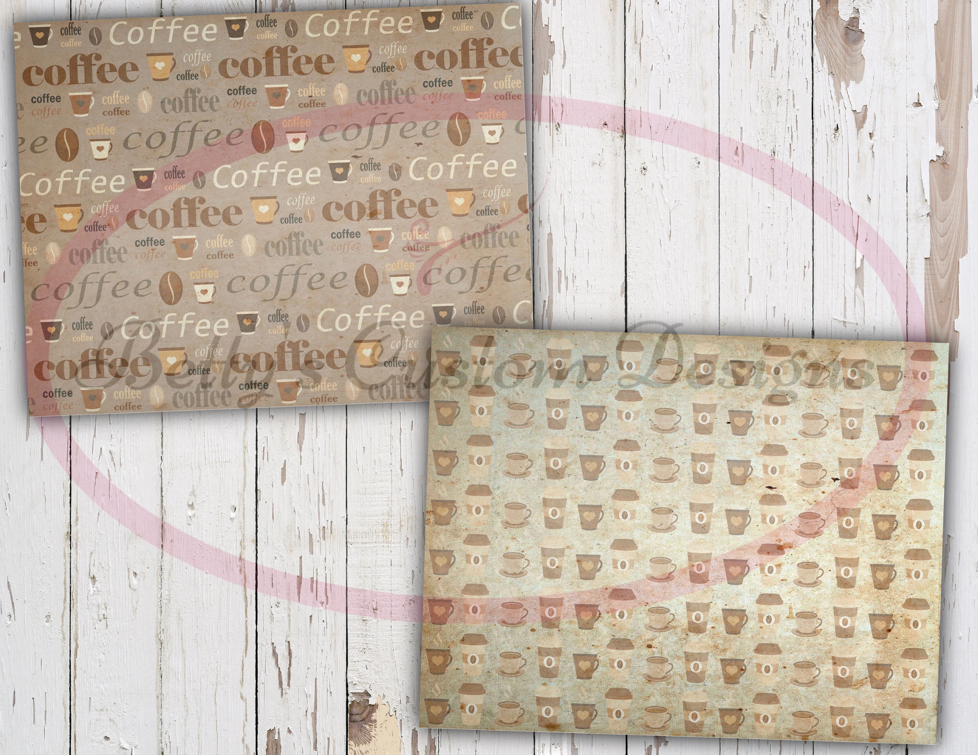 Coffee Designer Paper - Junk Journal Kit - Digital Paper Prints - Scrapbook - Vintage Books - Ephemera Pack - Antique Paper - Journal Pages
