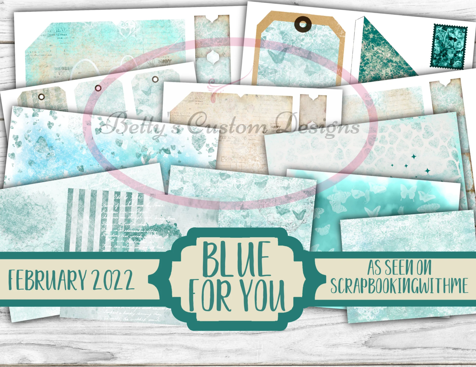 Blue for You Junk Journal Kit - Digital Paper Prints - Scrapbook - Vintage Books - Ephemera - Antique Paper - Journal Pages - Spring