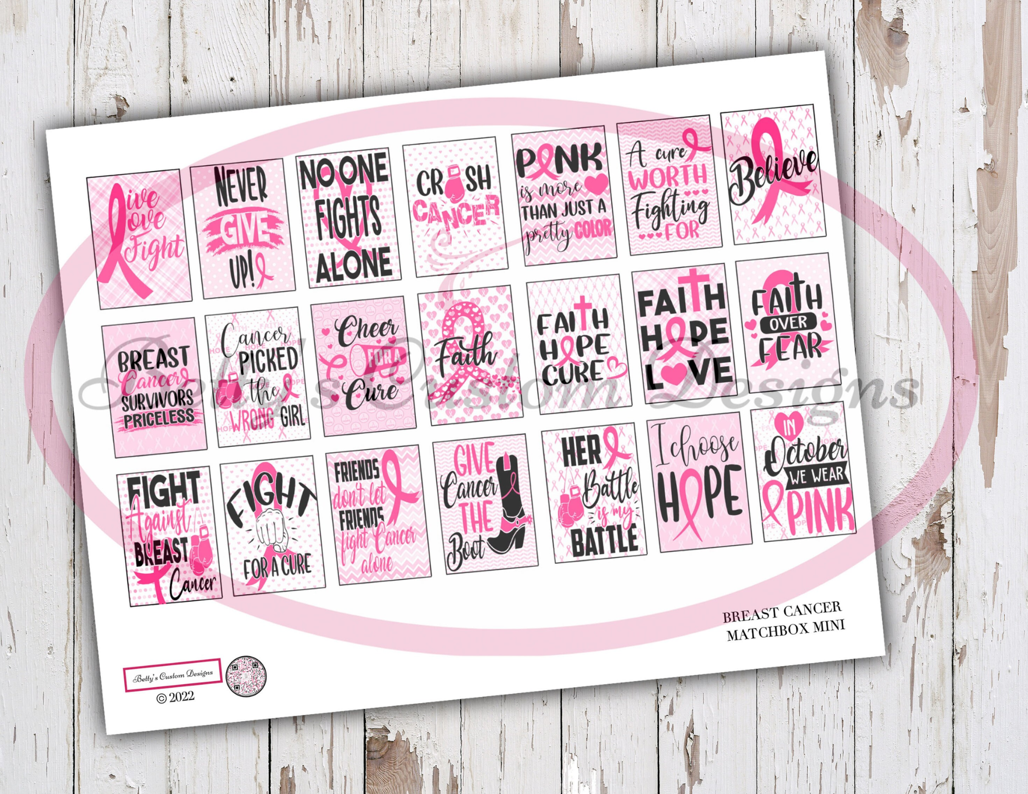 Fight Breast Cancer Matchbox Mini - Junk Journal - Ephemera - Embellishment - Scrapbook - Stocking Stuffer - Christmas Gift - Steampunk