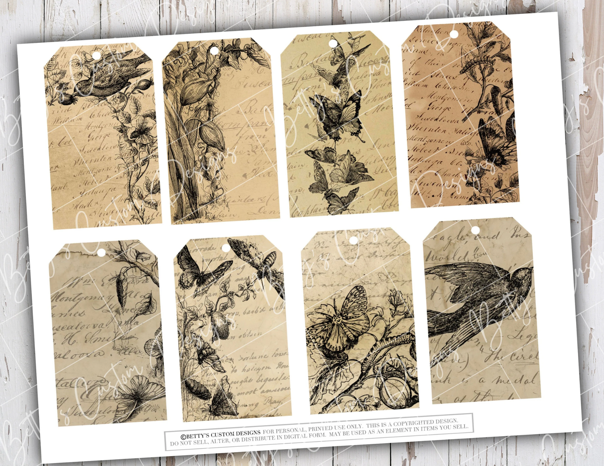 Woodland Vintage Style Tags - Junk Journal - Ephemera Pack - Junk Journal - Embellishment - Scrapbook - Digital Download - Printable
