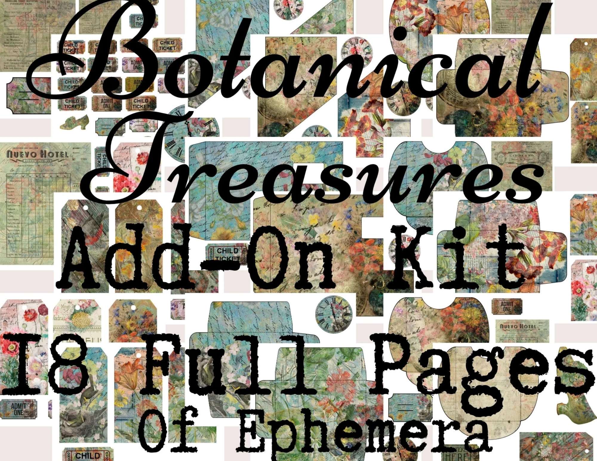 Botanical Treasures Junk Journal HUGE ADD-ON Kit - Digital Paper Prints - Scrapbook - Vintage Books - Ephemera  Antique Paper  Journal Pages