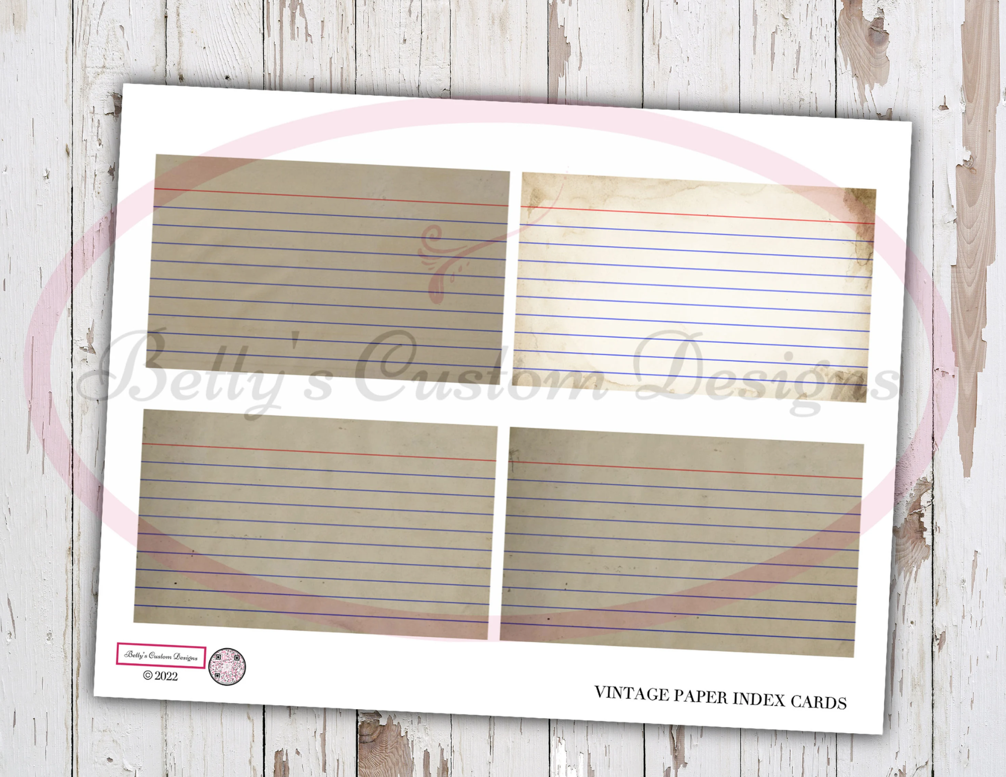 Vintage Paper Index Cards - Set 1 - Botanical - Ephemera - Junk Journal - Digital download - Postcard - ATC - Botanical Cards