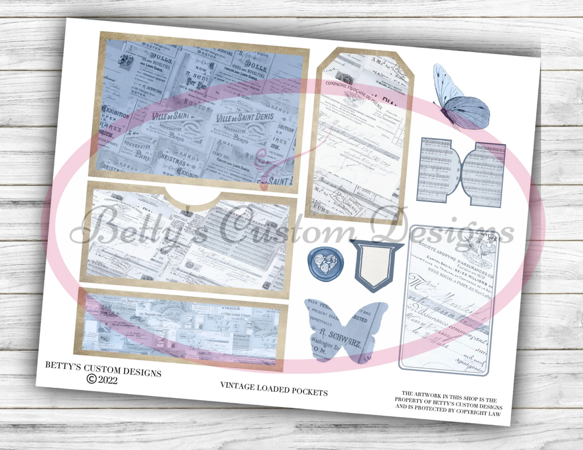 Vintage Loaded Pockets - Printable Tags - Junk Journaling Digitals - Junk Journaling Tags - Ephemera - Vintage Tag - Vintage Tags