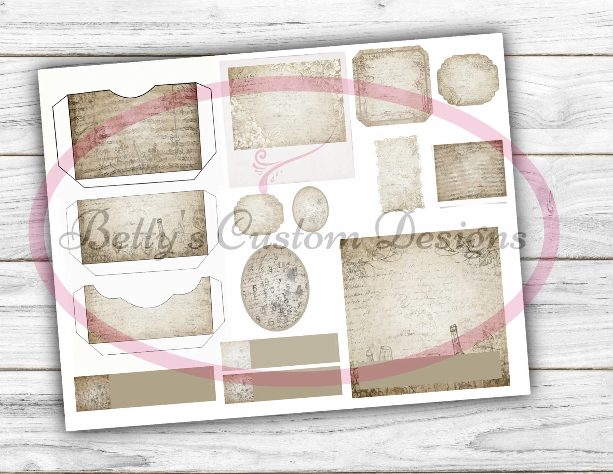 Color Me Vintage Mini Folio - Memories - Digital - Printable - Journal Cards - Digital - Vintage - Birds - Collage - Embellishment