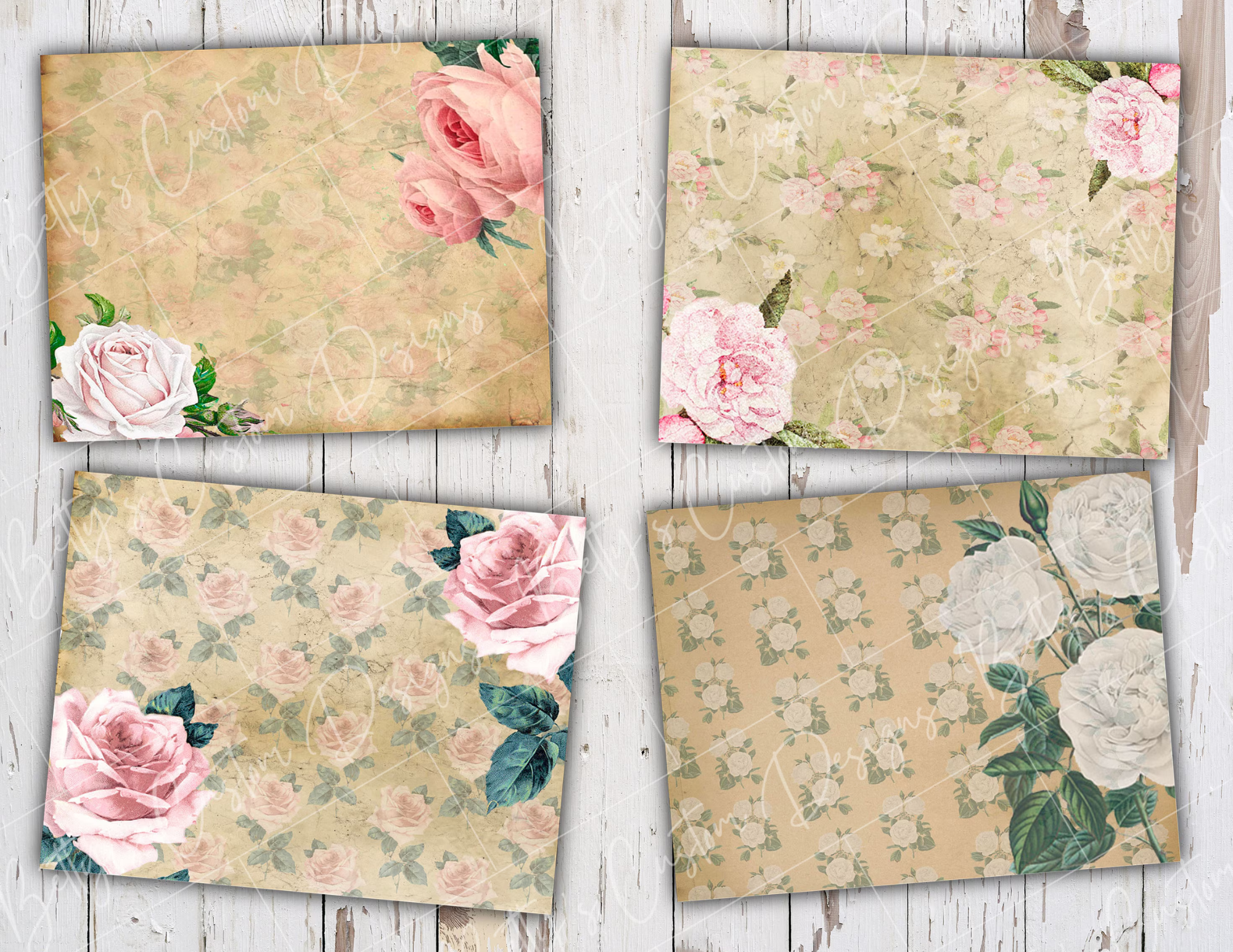 Antique Rose Junk Journal Kit - Digital Paper Prints - Scrapbook - Vintage Books - Ephemera - Antique Paper - Journal Pages