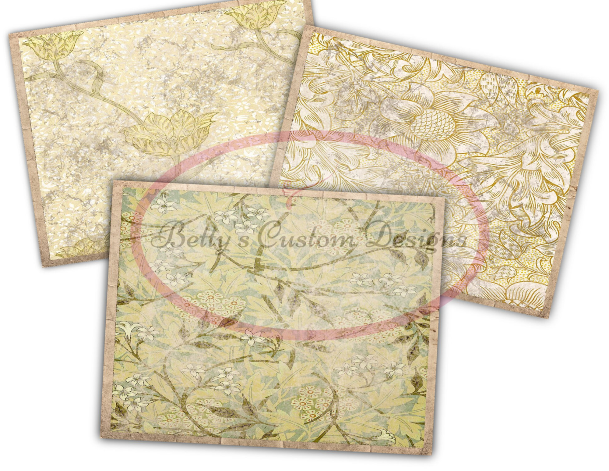 Vintage Yellow Deco Junk Journal Kit - Digital Paper Prints - Scrapbook - Vintage Books - Ephemera - Antique Paper - Journal Pages - Spring