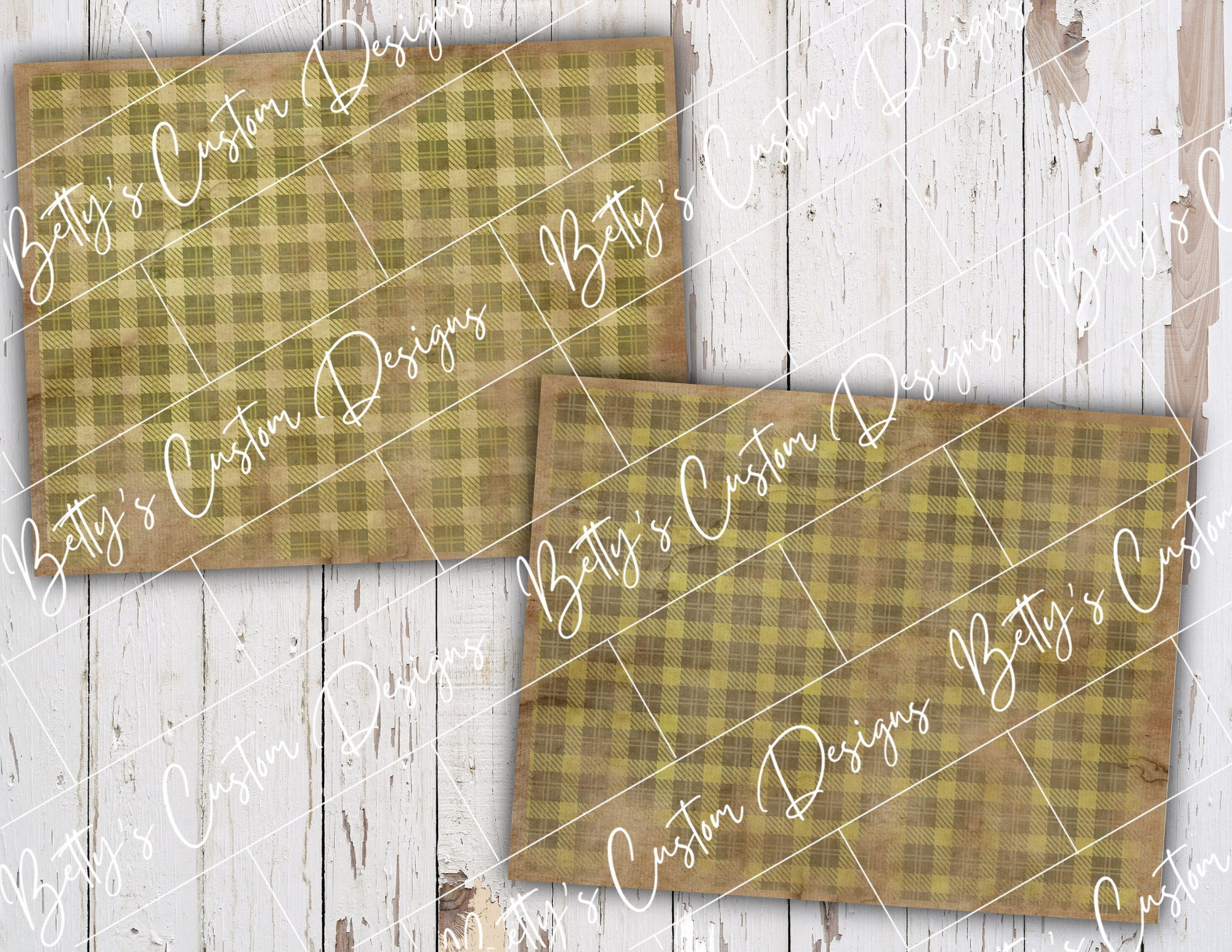 Grungy Green Plaids - Junk Journal Kit - Digital Paper Prints - Scrapbook - Vintage Books - Ephemera - Antique Paper - Journal Pages