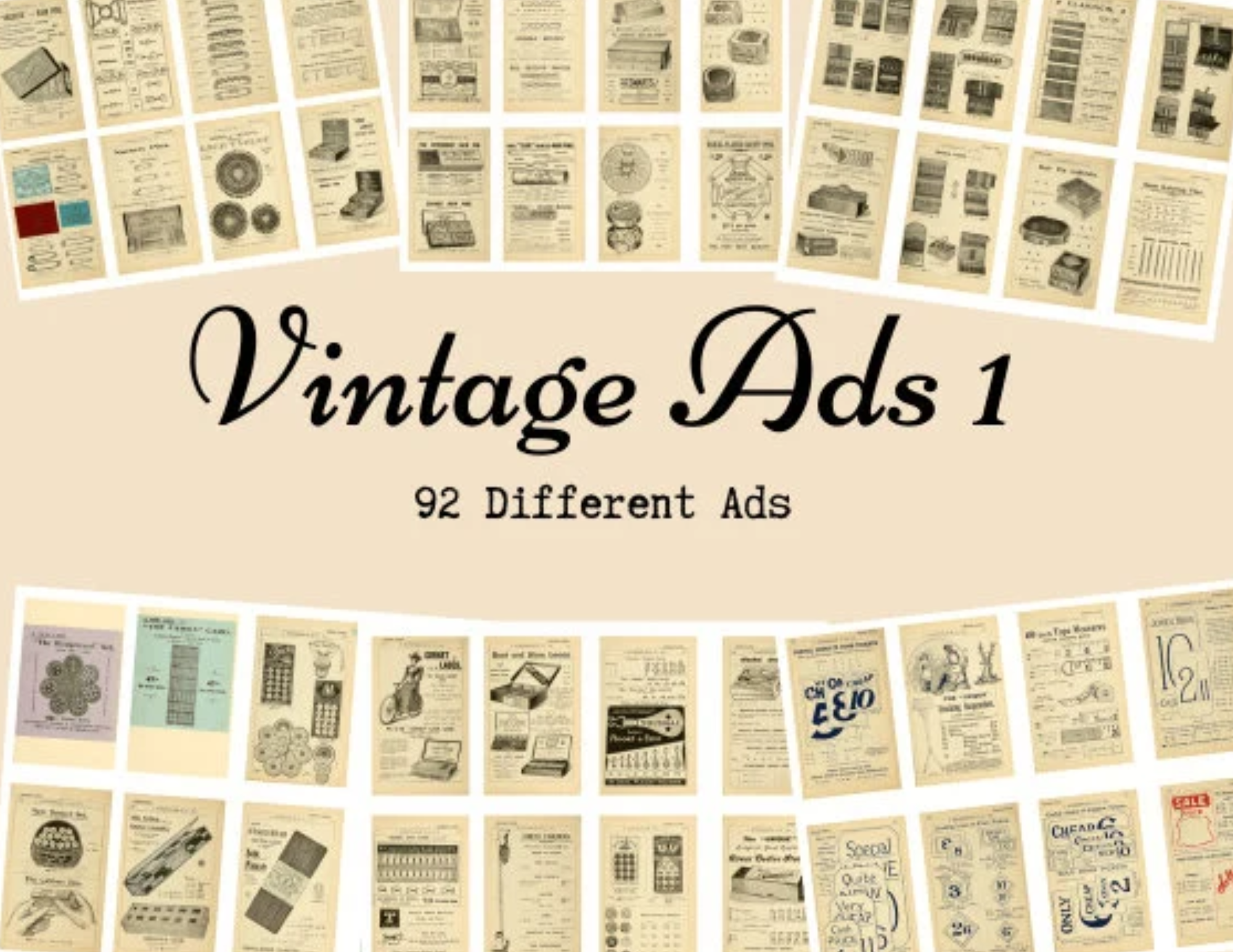 Vintage Ads 1 - ATC - Floral - Roses - Printable - Digital Download - Junk Journal Ephemera - Embellishments - Collage -