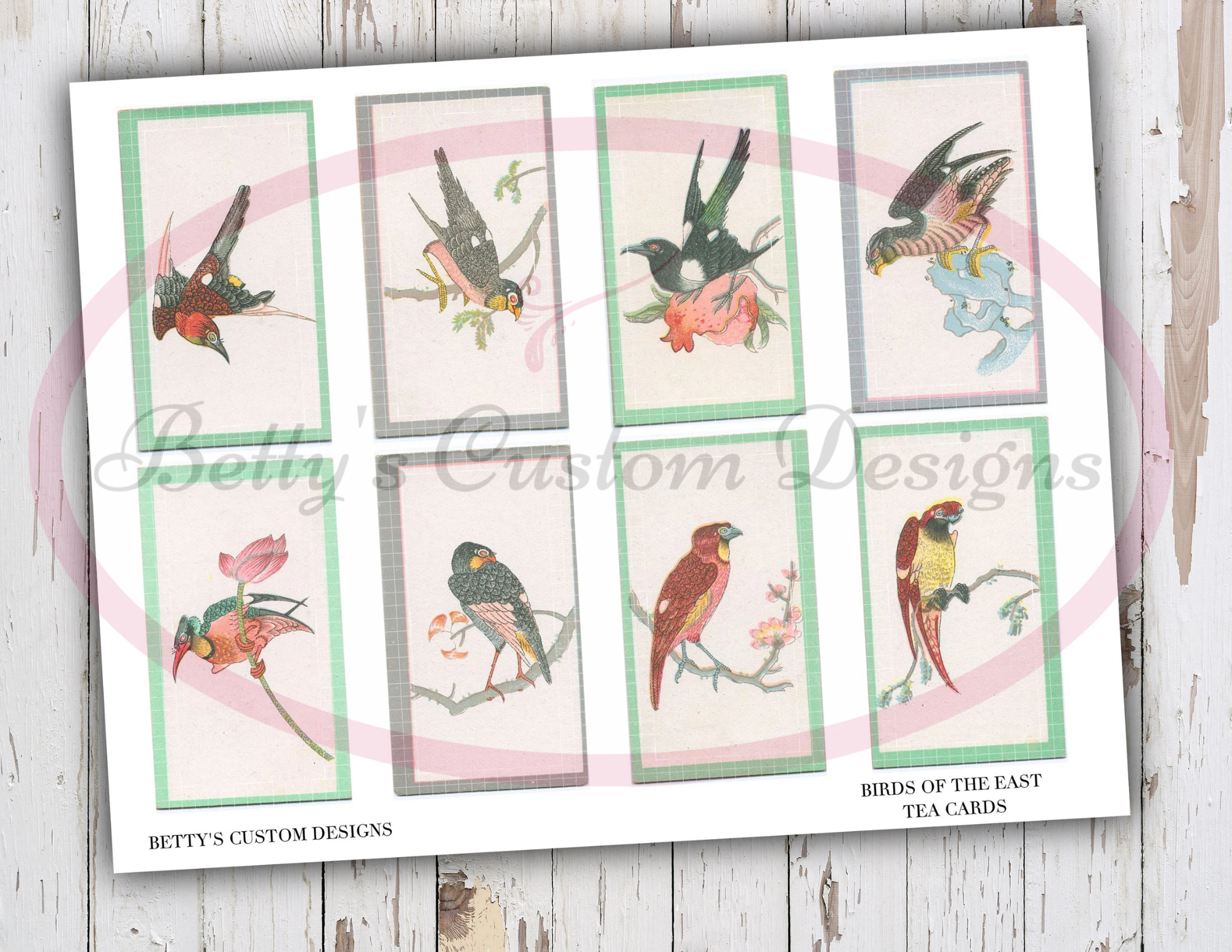 Birds of the East - Faux Tea Cards - Digital Tea Cards - Vintage Tea Cards - Printable - Junk Journal - Embellishment - Ephemera
