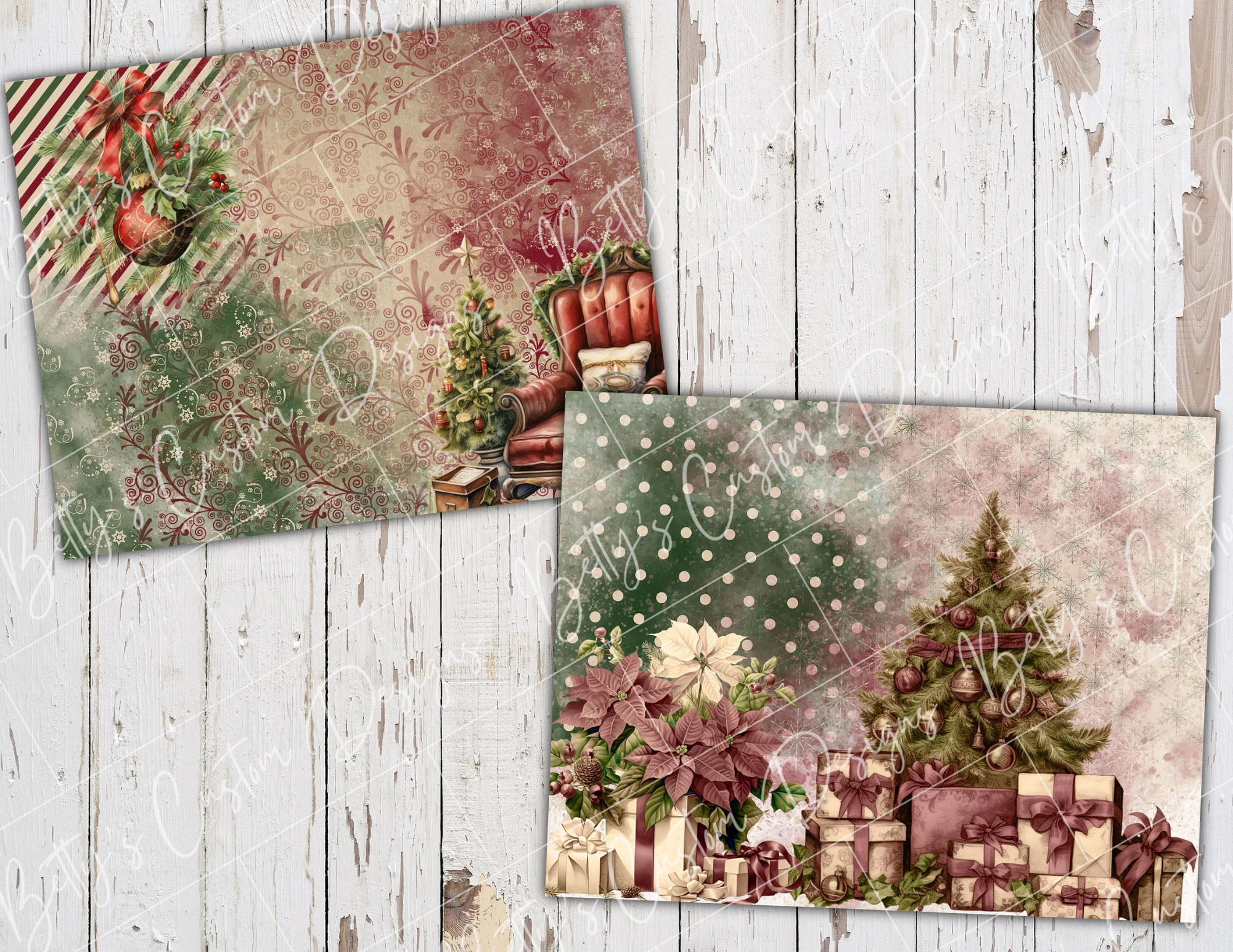 Vintage Christmas - Junk Journal Kit - Digital Paper Prints - Scrapbook - Vintage Books - Ephemera - Antique Paper - Journal Pages