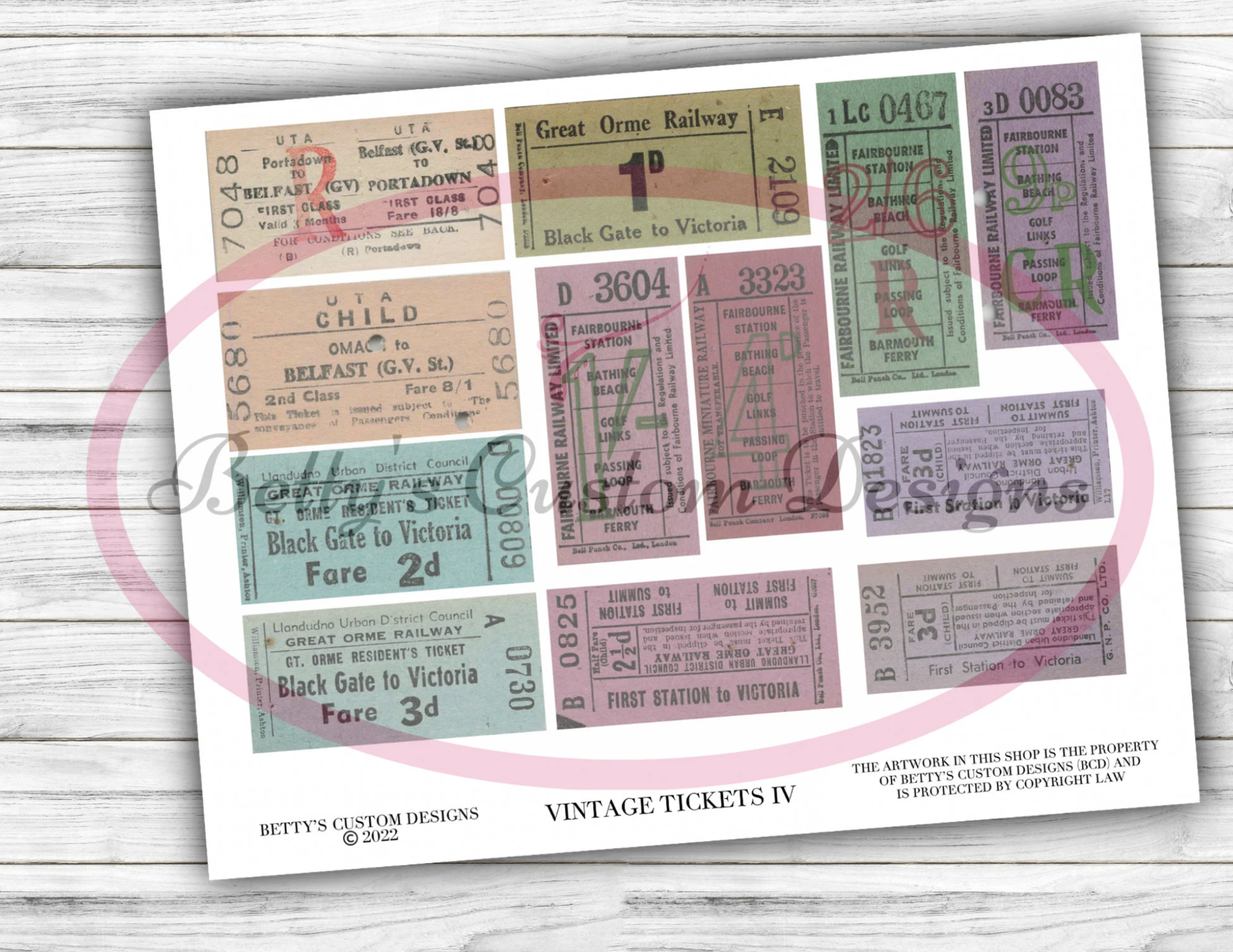 Vintage Tickets IV -  Random Font - Handwritten -  Printable - Ephemera - Junk Journal Label - Phrases - Journal Phrases - Journal Words
