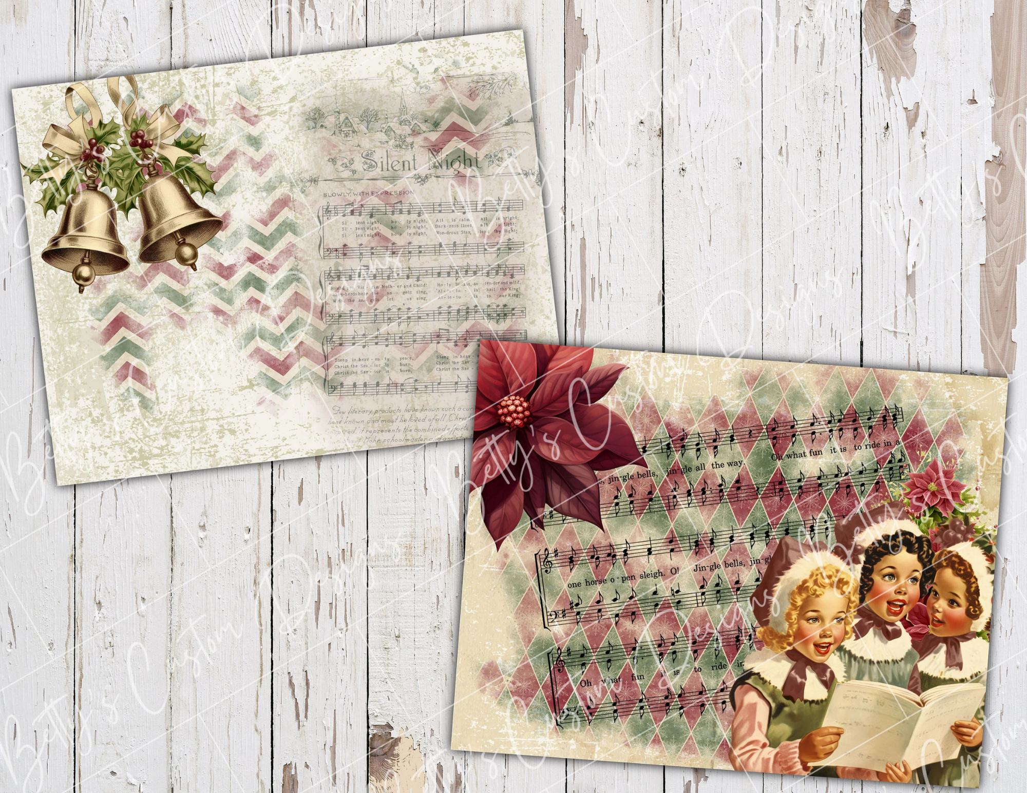 Vintage Christmas - Junk Journal Kit - Digital Paper Prints - Scrapbook - Vintage Books - Ephemera - Antique Paper - Journal Pages