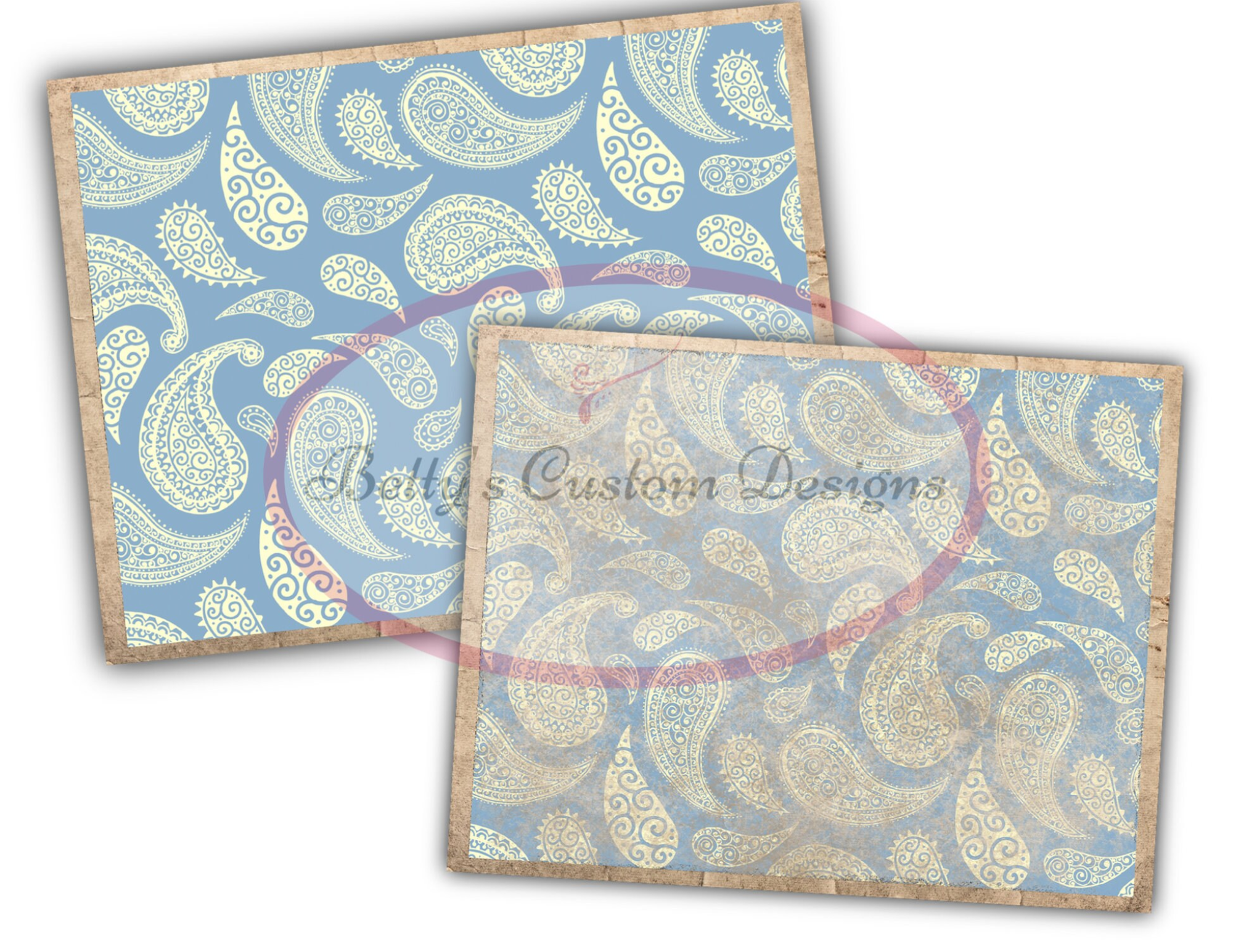 Grungy Paisley - Junk Journal Kit - Digital Paper Prints - Scrapbook - Vintage Books - Ephemera - Antique Paper - Journal Pages
