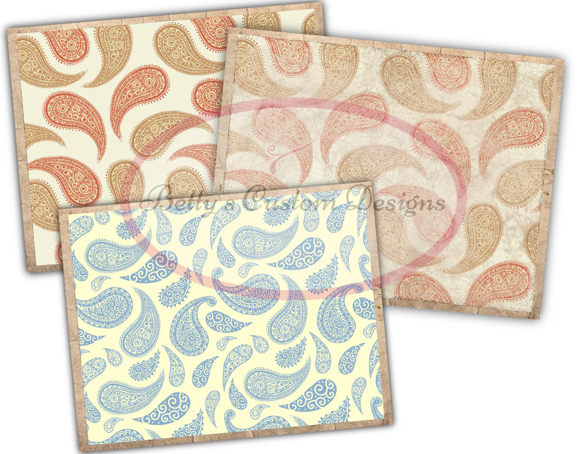 Grungy Paisley - Junk Journal Kit - Digital Paper Prints - Scrapbook - Vintage Books - Ephemera - Antique Paper - Journal Pages