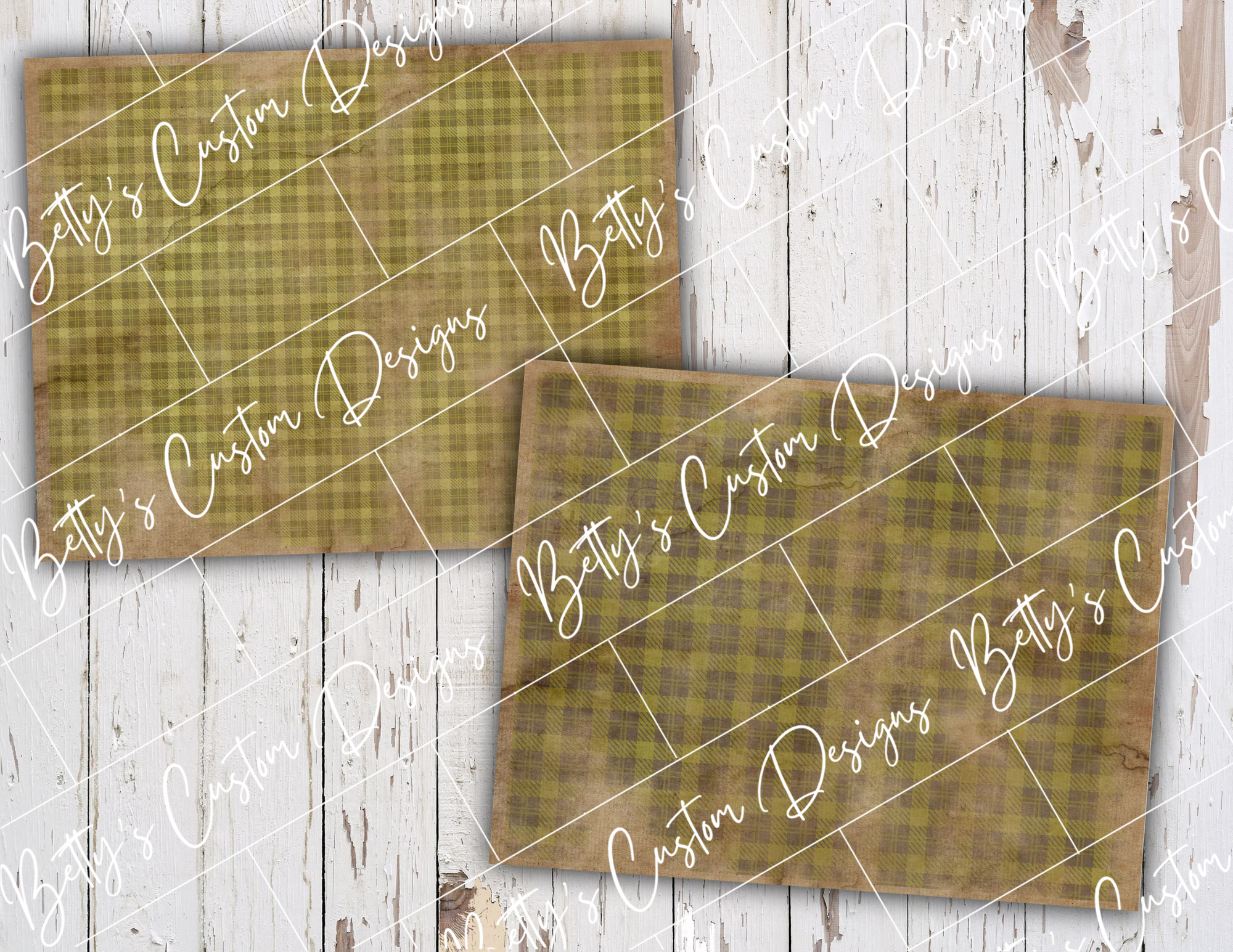 Grungy Green Plaids - Junk Journal Kit - Digital Paper Prints - Scrapbook - Vintage Books - Ephemera - Antique Paper - Journal Pages