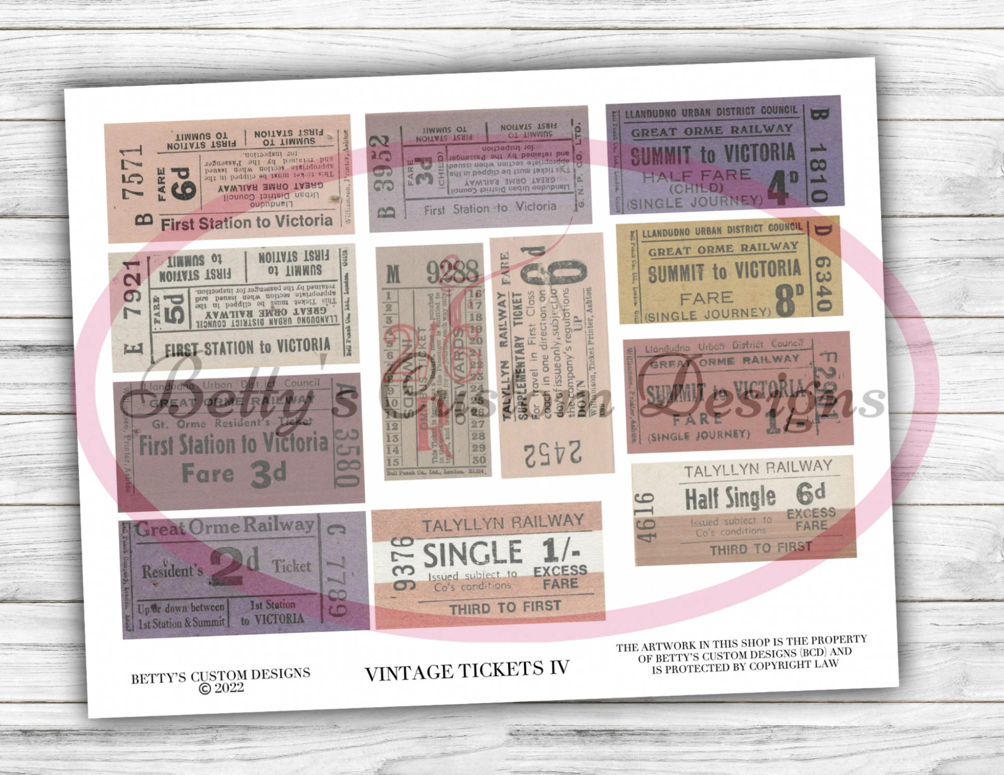 Vintage Tickets IV -  Random Font - Handwritten -  Printable - Ephemera - Junk Journal Label - Phrases - Journal Phrases - Journal Words