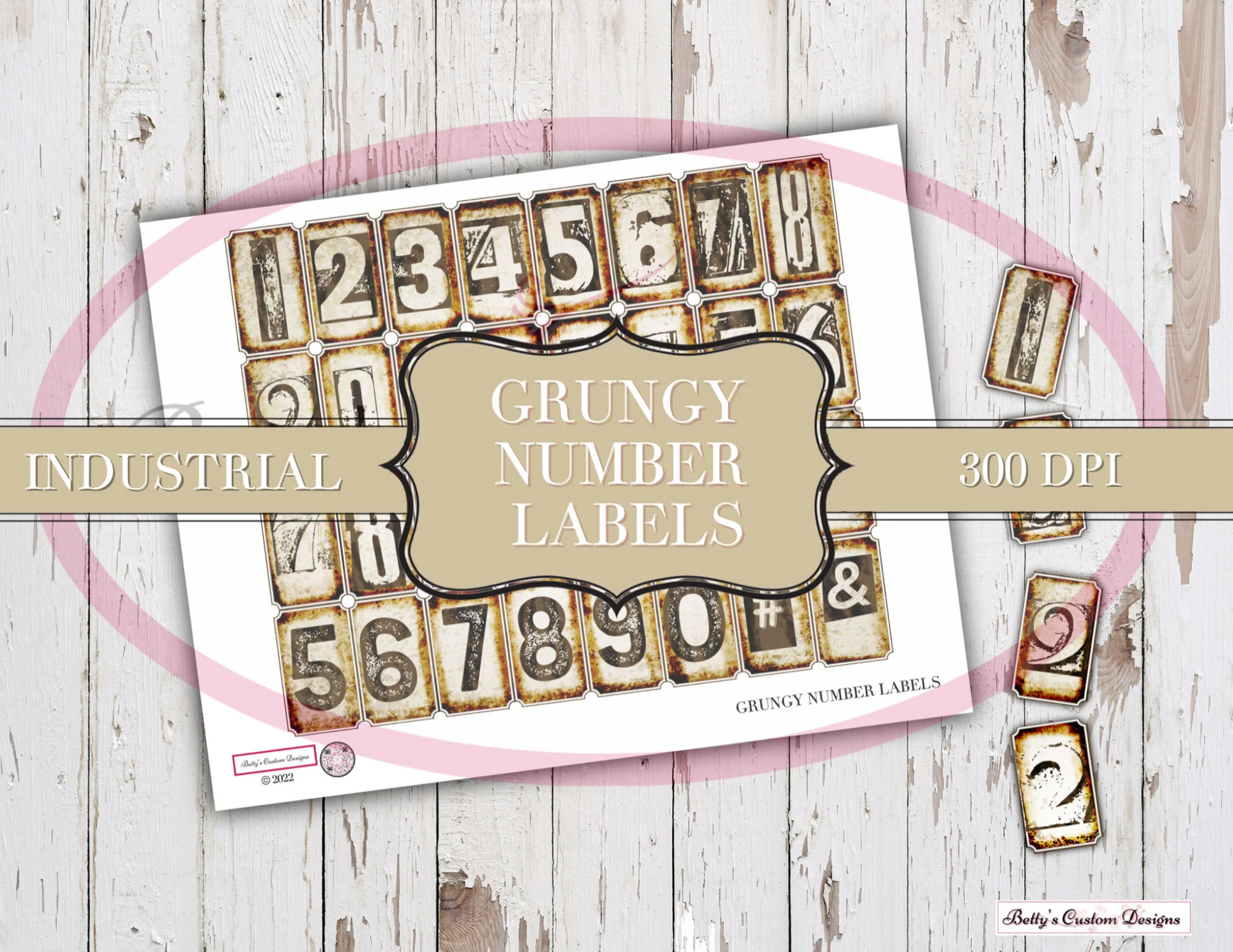 Grungy Number Labels - Super Grungy - Industrial - Steampunk - Digital - Typewriter Font - Printable Ephemera - Junk Journal Tim Holtz Style
