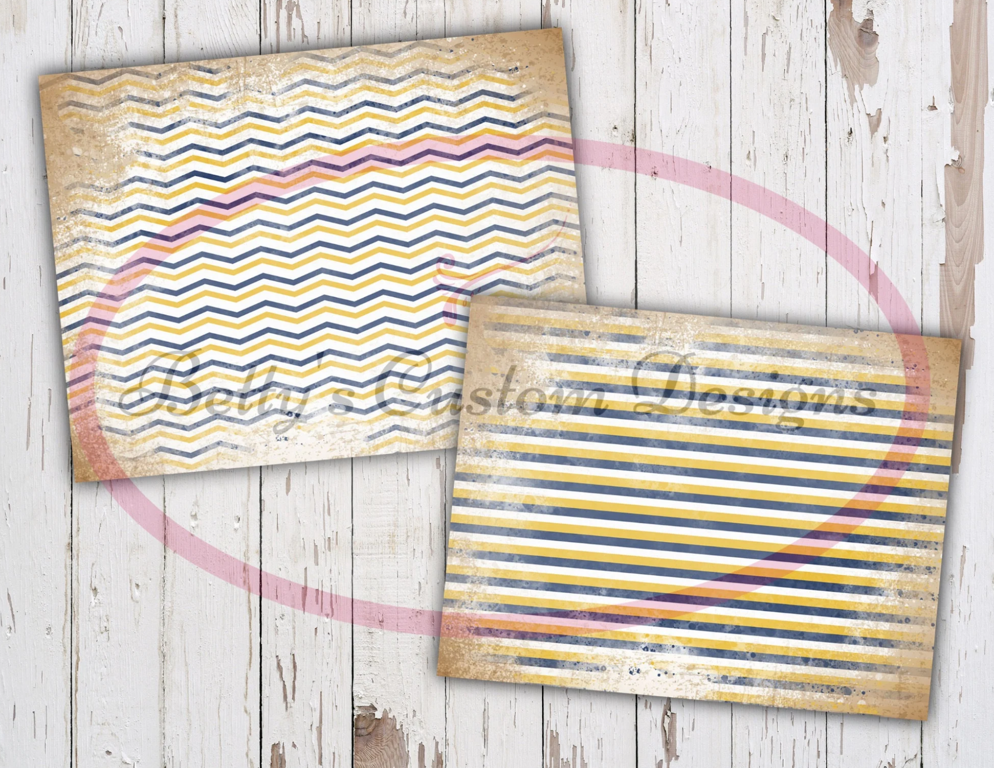 Grungy Yellow & Blue Nautical Junk Journal Kit - Digital Paper Prints - Scrapbook - Vintage Books - Ephemera - Paper - Journal Pages