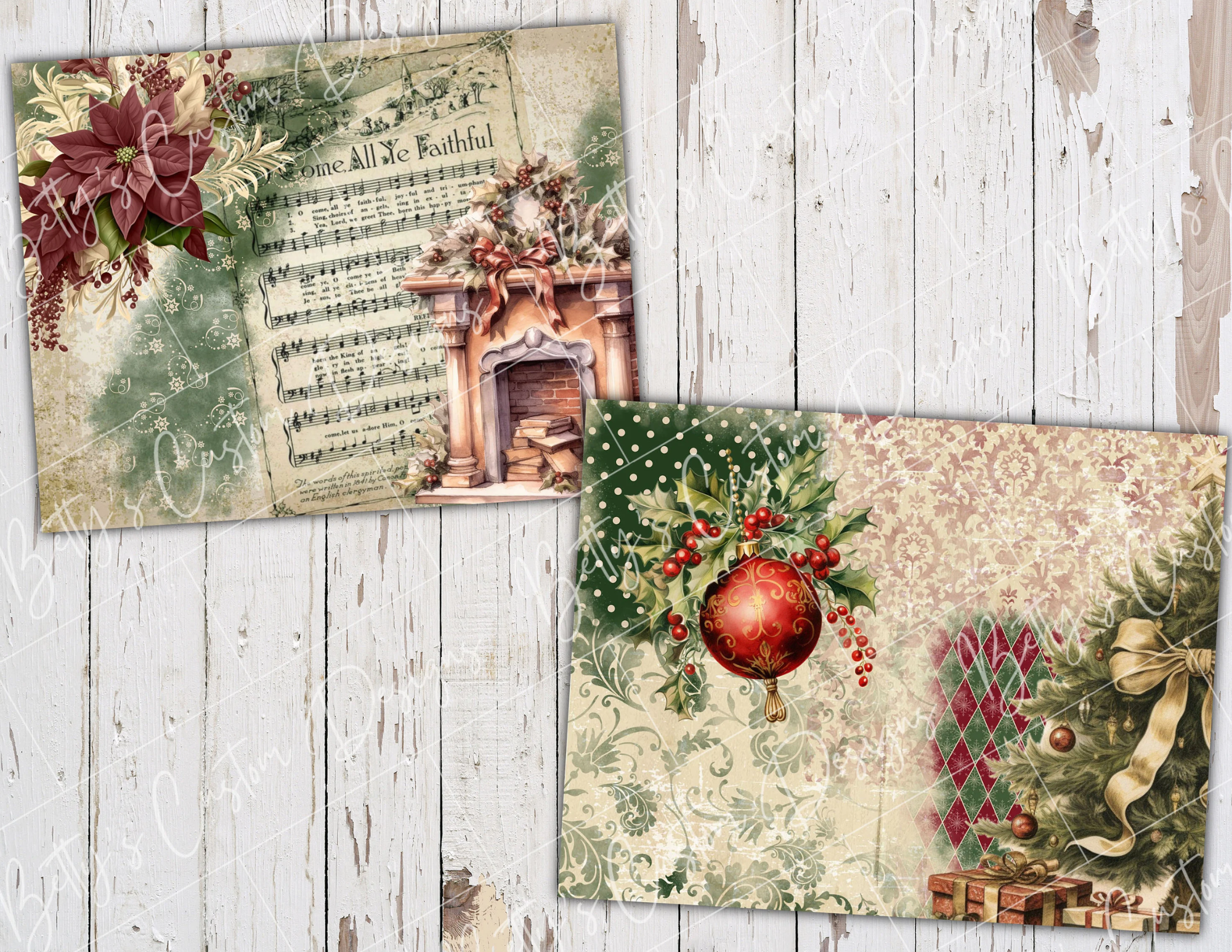 Vintage Christmas - Junk Journal Kit - Digital Paper Prints - Scrapbook - Vintage Books - Ephemera - Antique Paper - Journal Pages